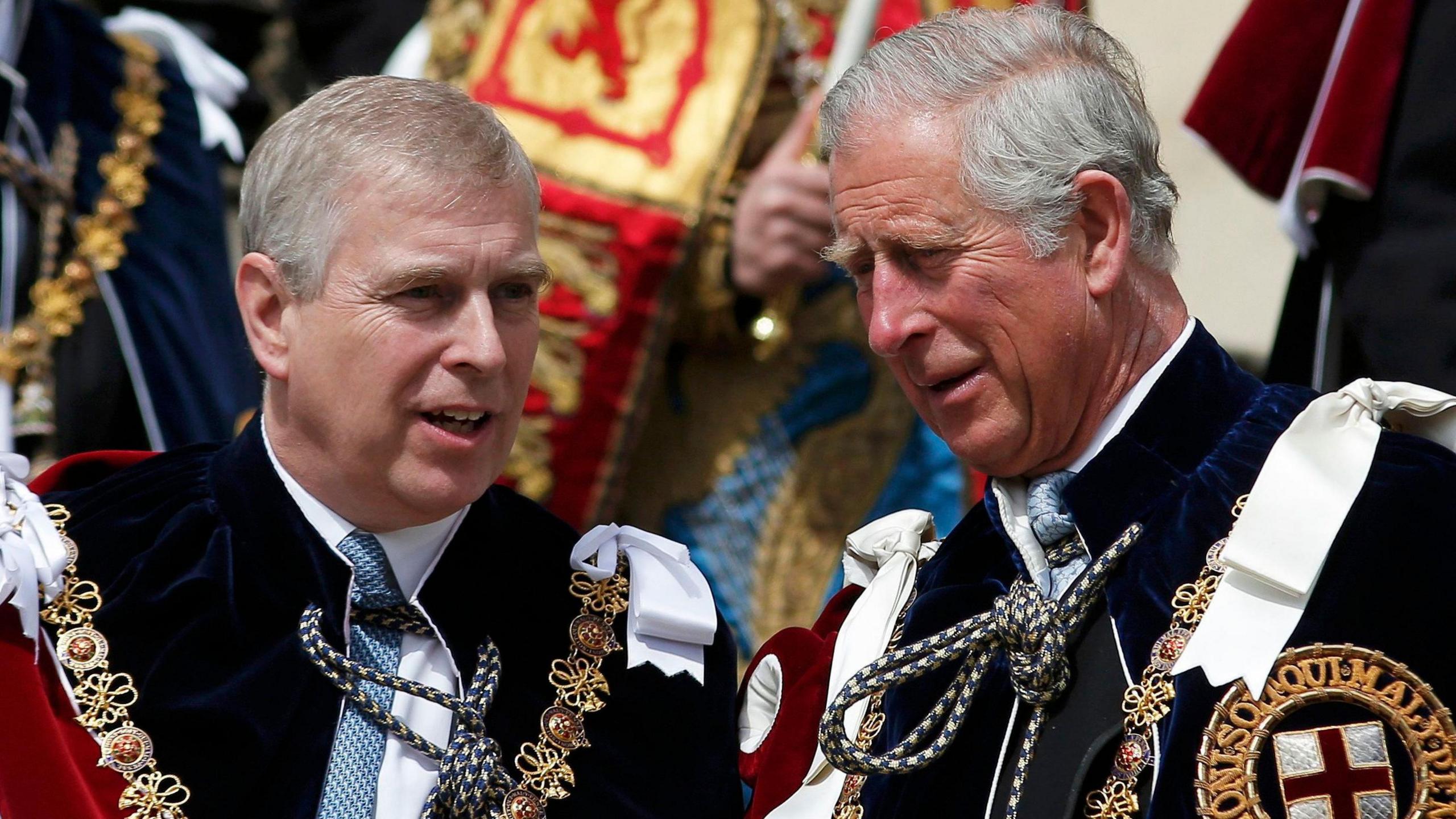 Prince Andrew and King Charles at the Order of the Garter parade in Windsor