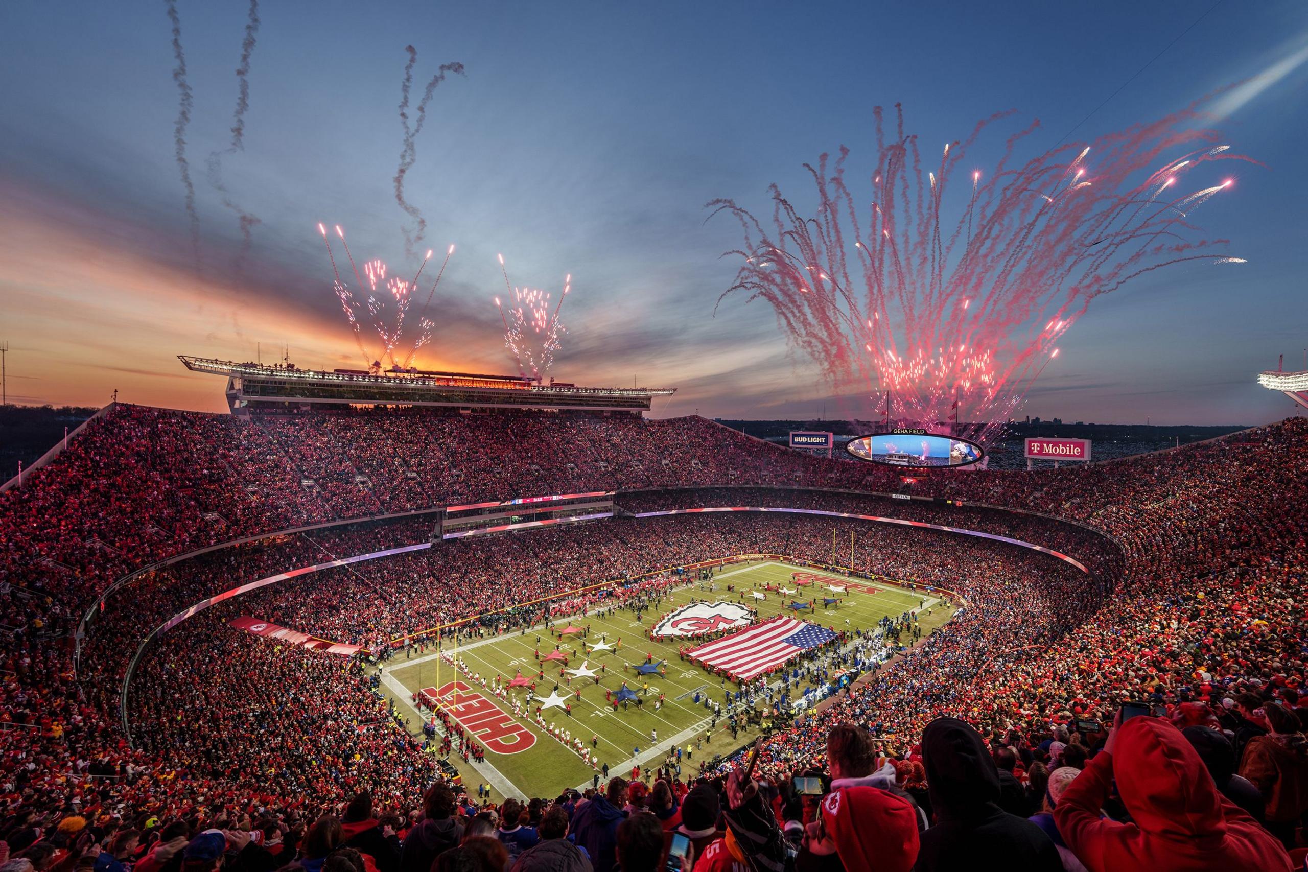 The AFC Championship NFL football game Between the Buffalo Bills and Kansas City Chiefs at GEHA Field at Arrowhead Stadium in Kansas City, Missouri