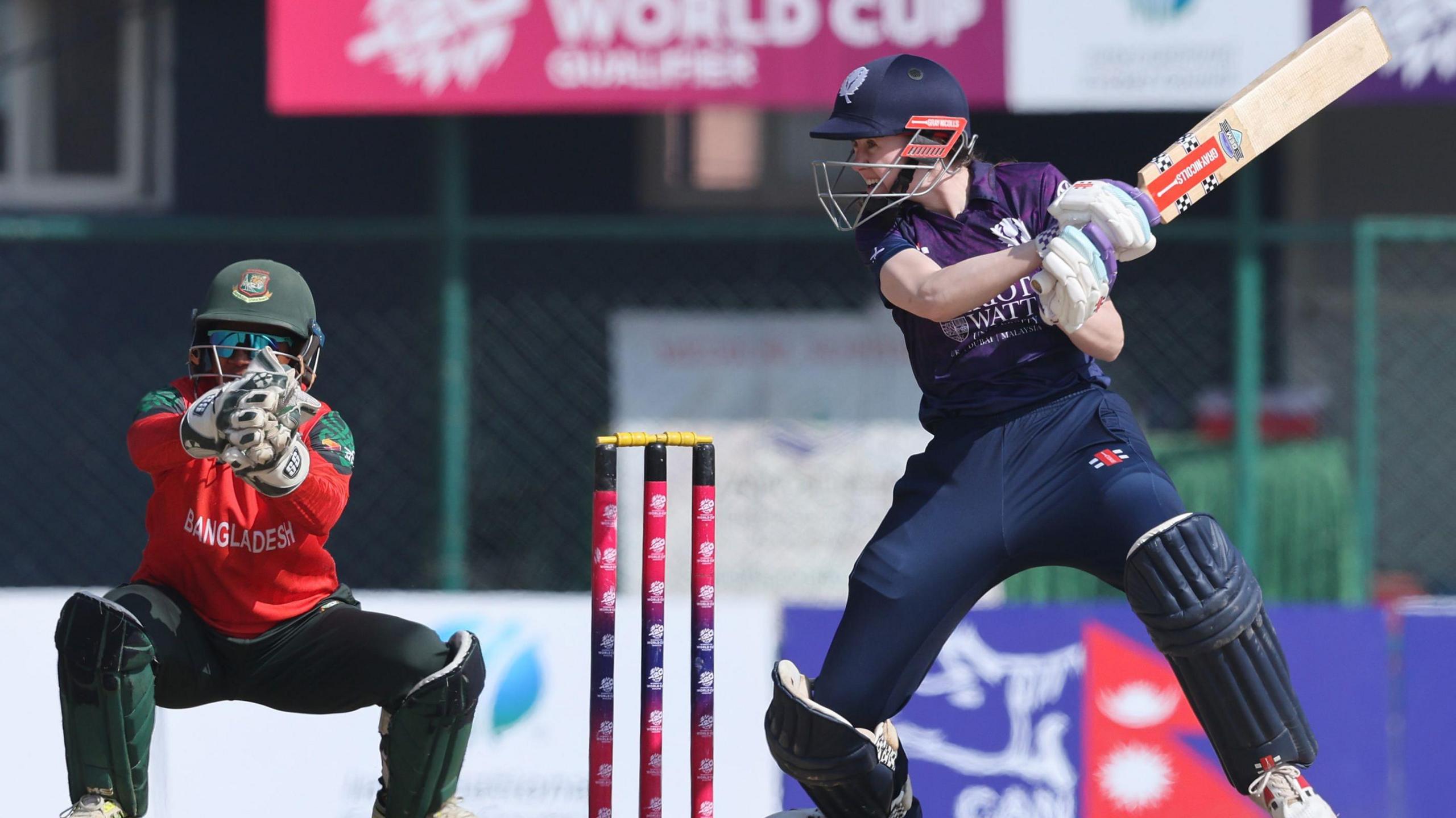 Scotland batter Sarah Bryce hits out in a T20 international against Bangladesh earlier in 2026