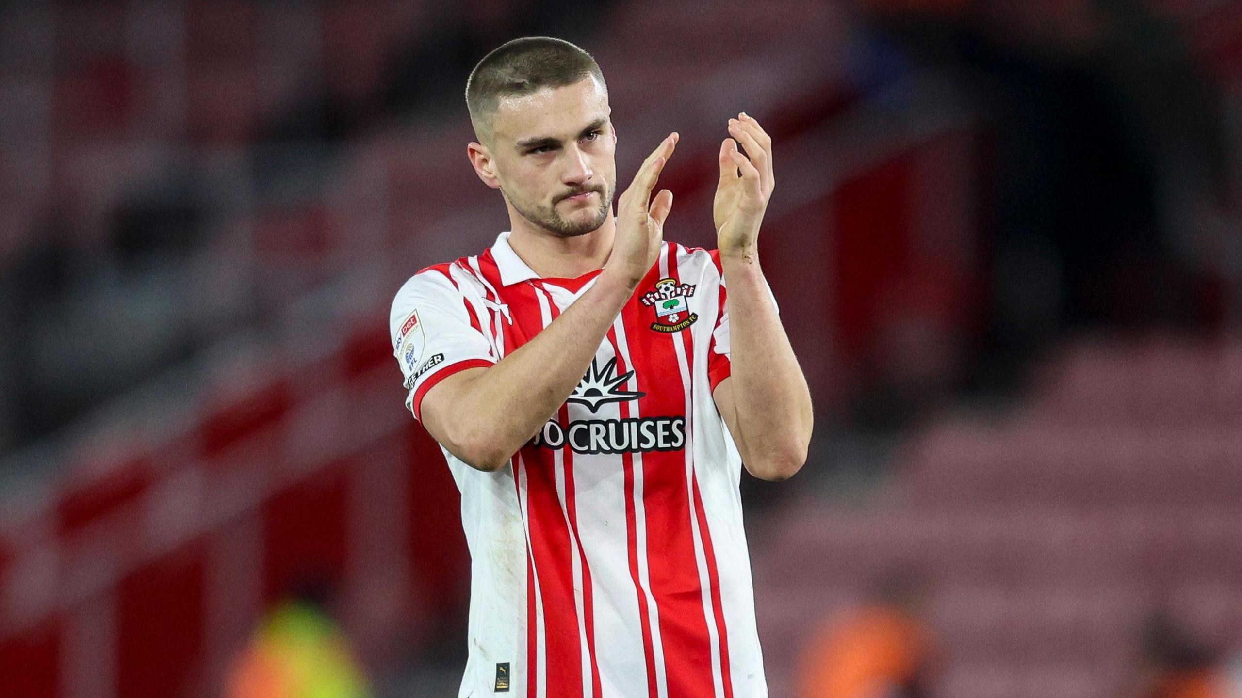 Taylor Harwood-Bellis applauds Southampton's supporters