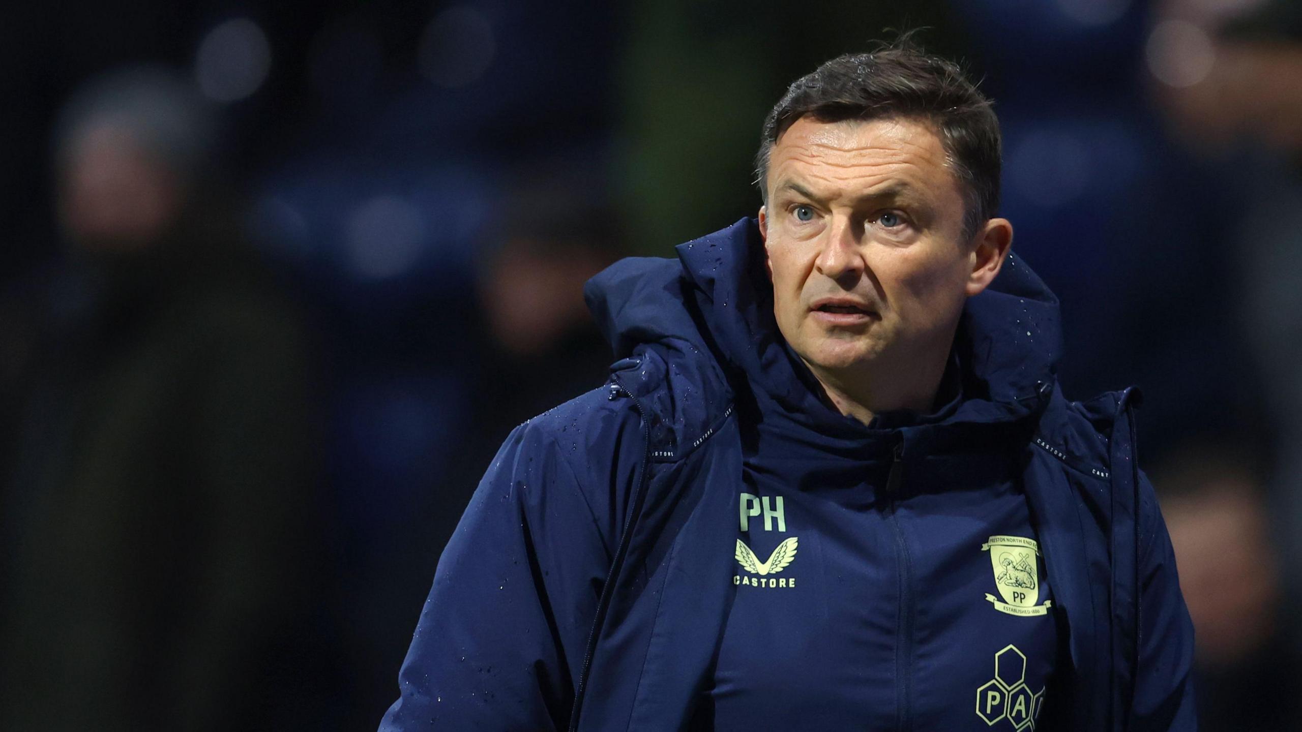 Preston North End boss Paul Heckingbottom looks on