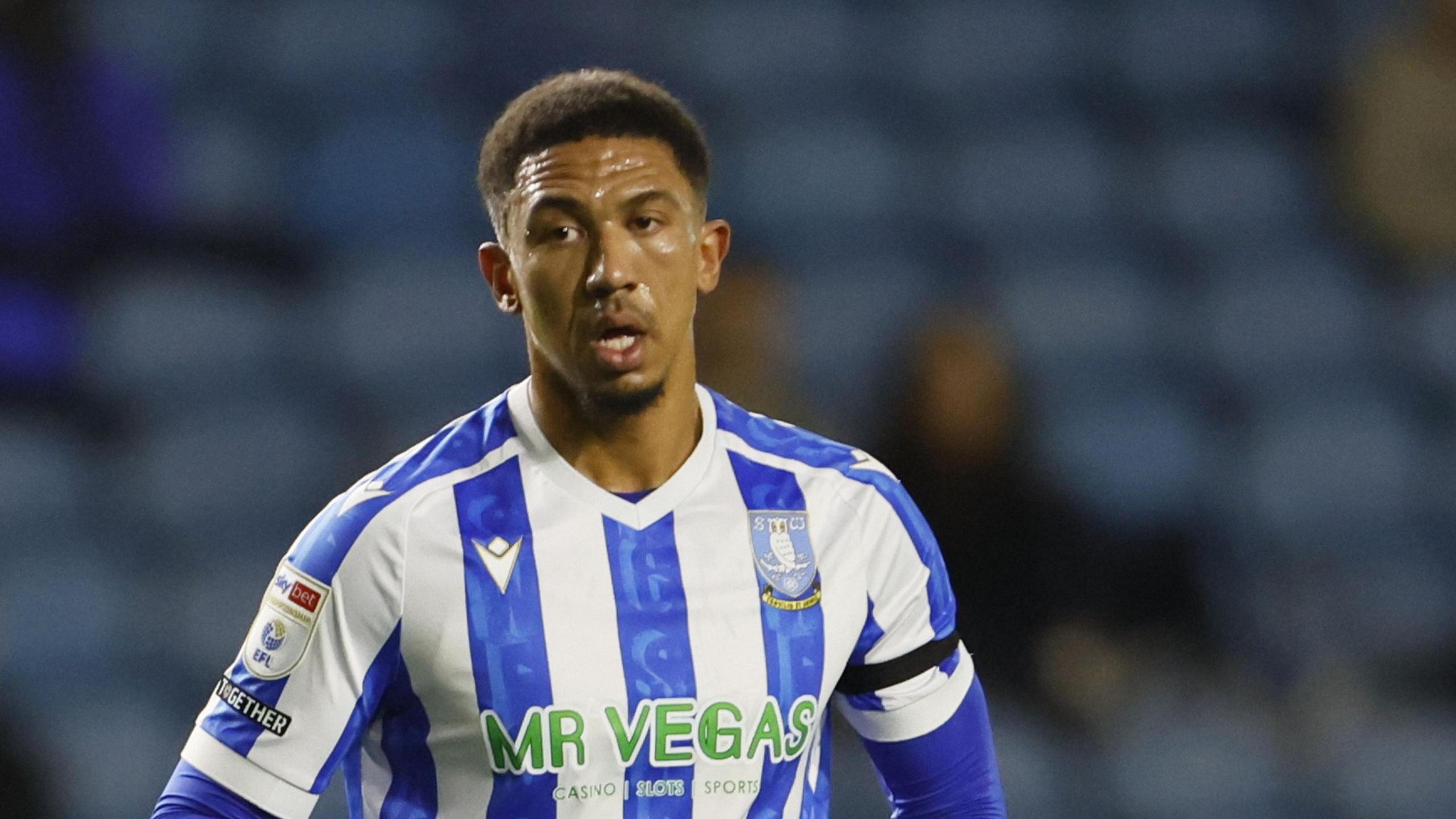 Liam Palmer playing for Sheffield Wednesday at Hillsborough