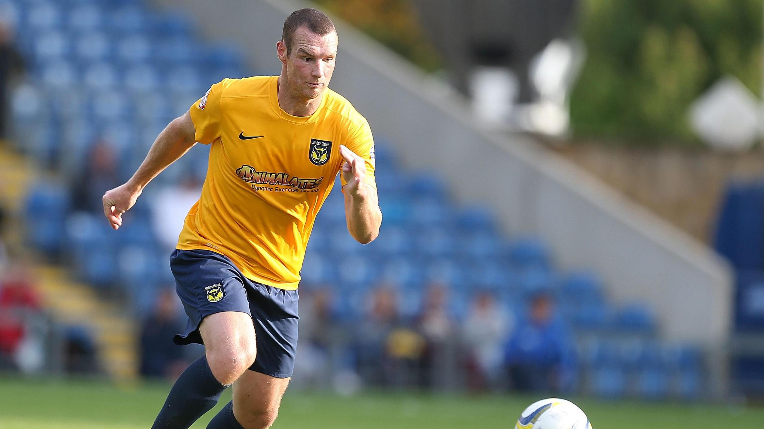 James Constable of Oxford United in action during the Sky Bet League Two match between Oxford United and Northampton Town at Kassam Stadium on October 12, 2013.