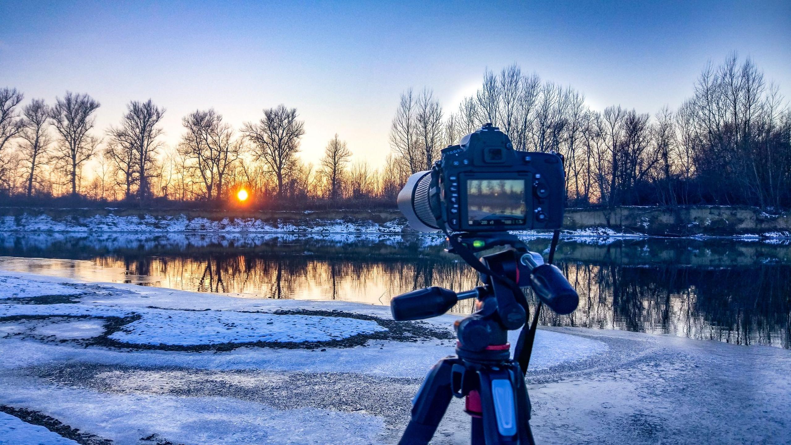 camera takes a sunset during winter.