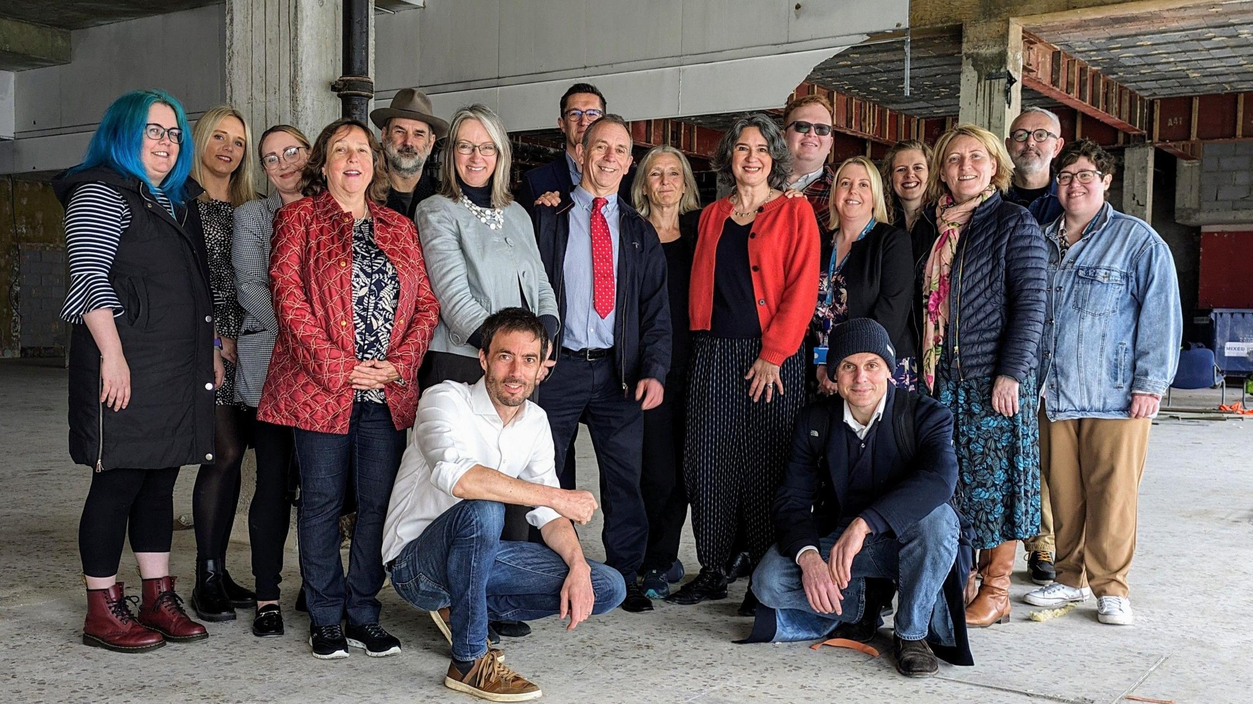 East Suffolk and County Council leaders with arts and cultural groups inside the former Tesco