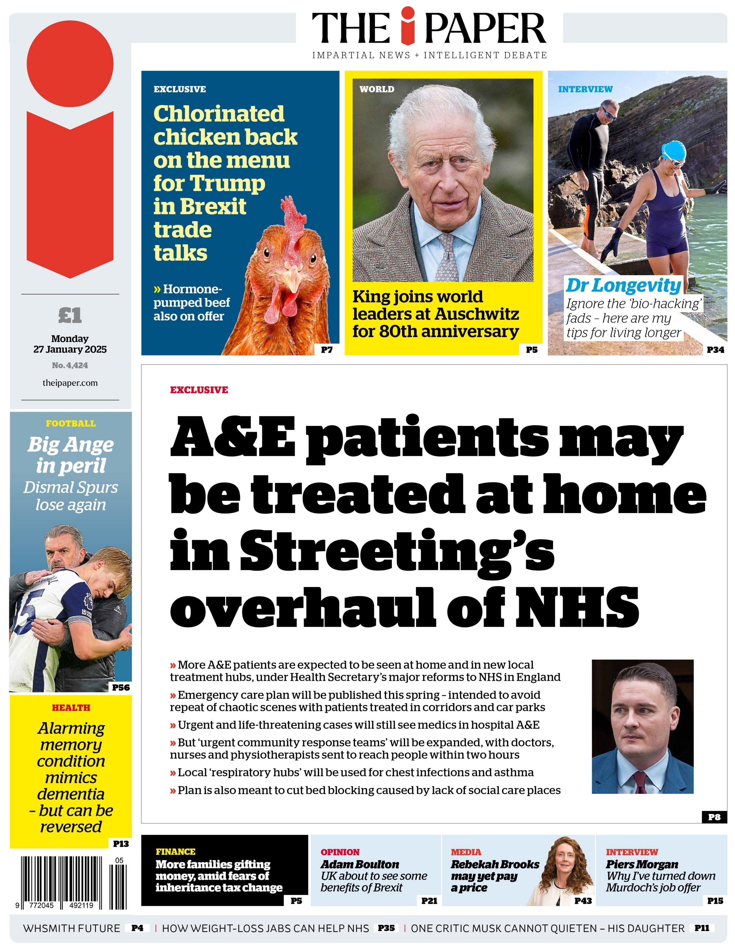 I newspaper: A&E patients could be treated at home to avert another winter 'Armageddon'
