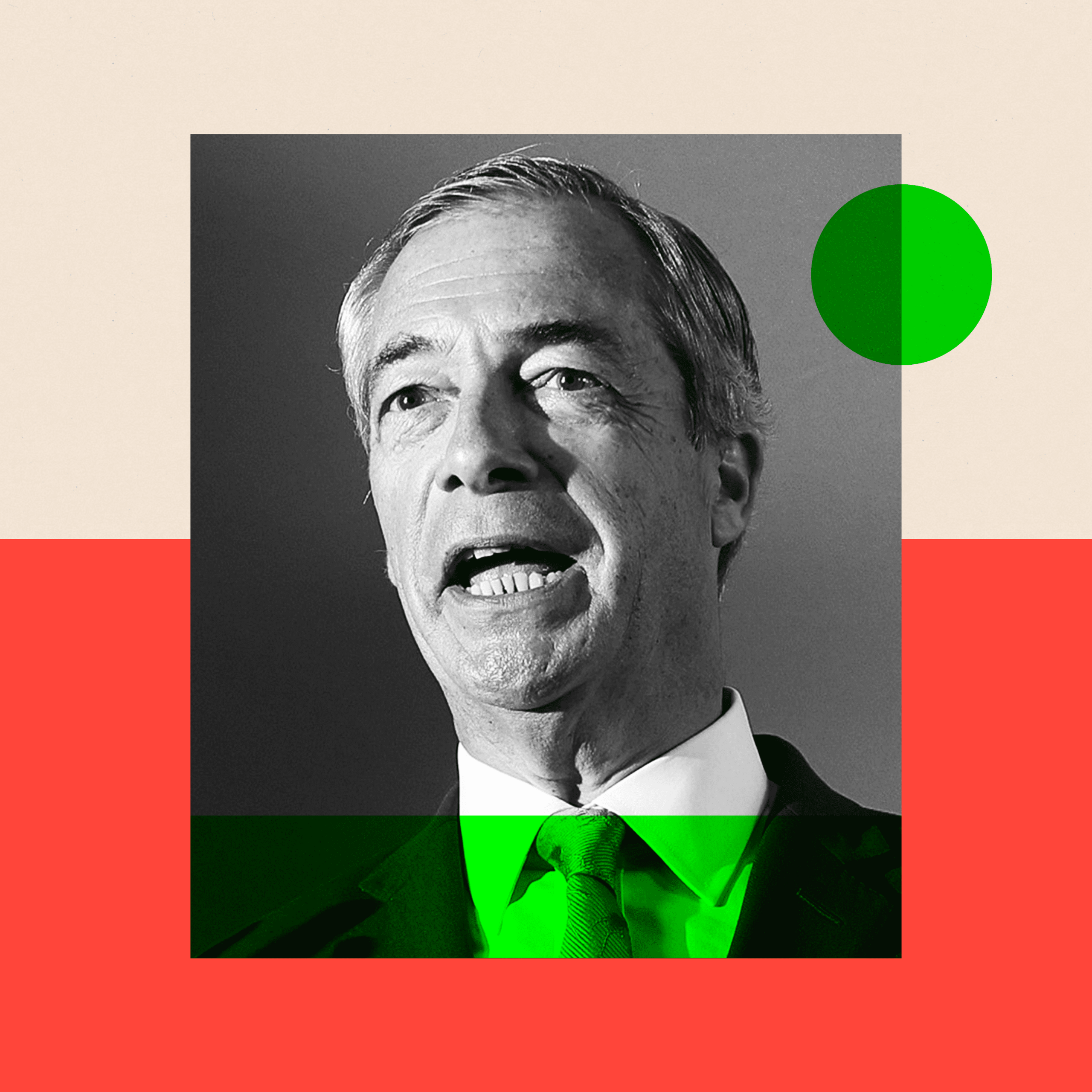 A treated photo of Nigel Farage