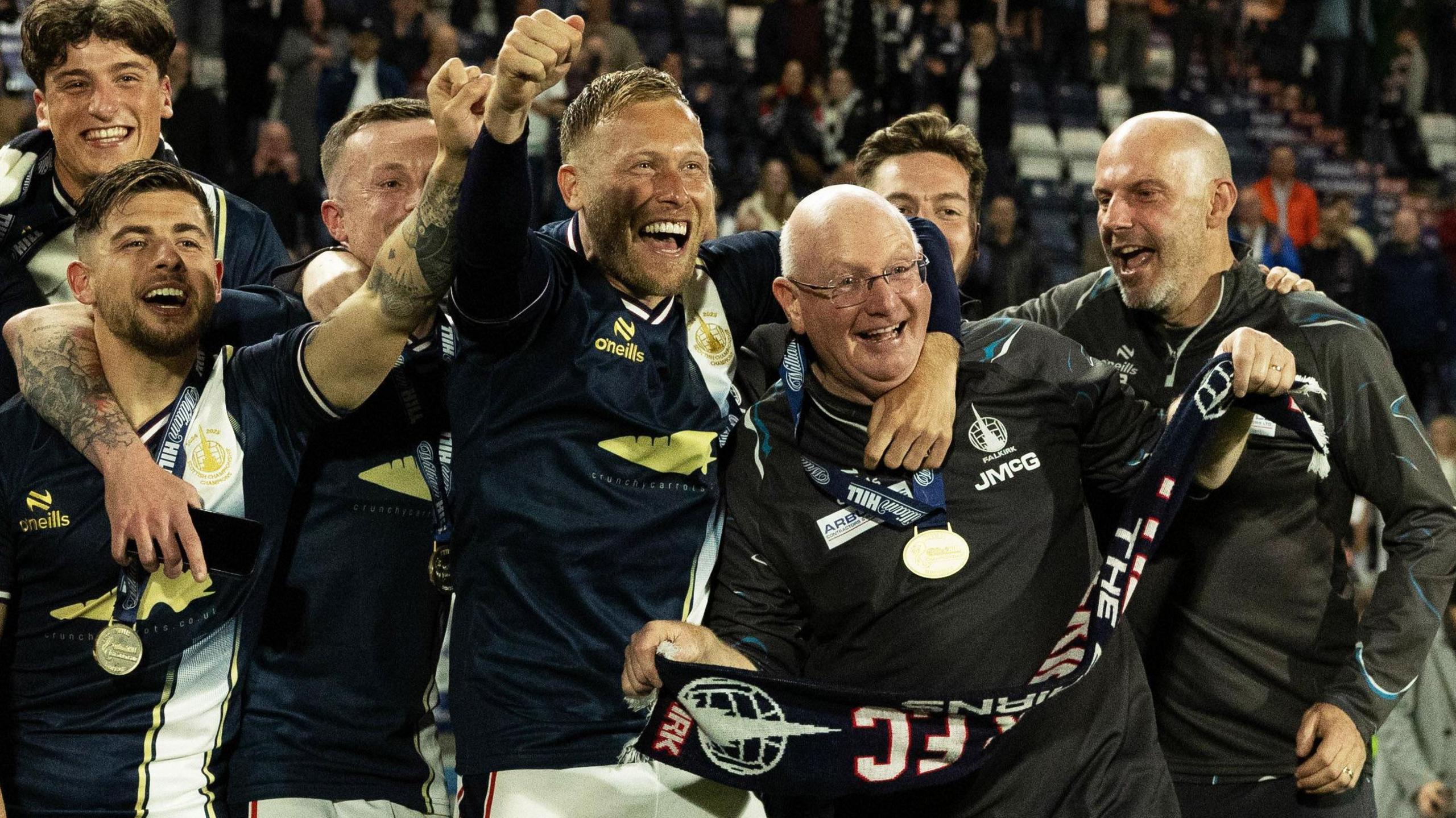 Falkirk's Scott Arfield and John McGlynn celebrate