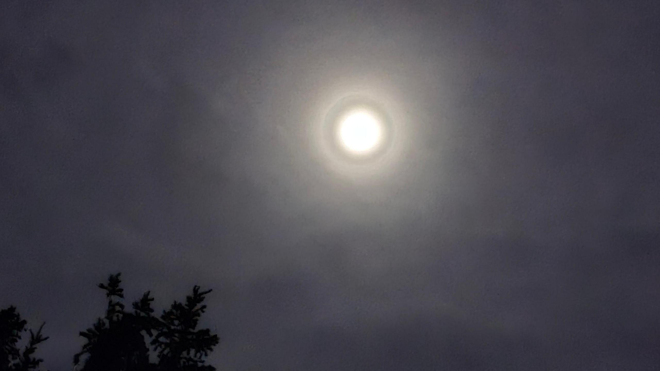 There was a halo around the full moon in the sky over Romsey