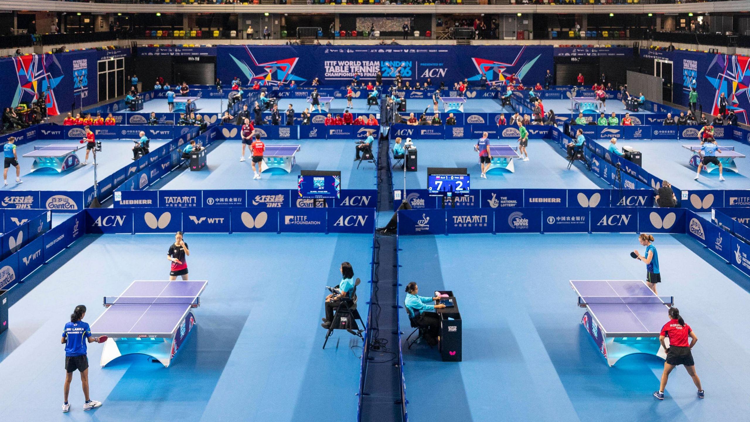General view of the OVO Arena in Wembley with table tennis matches