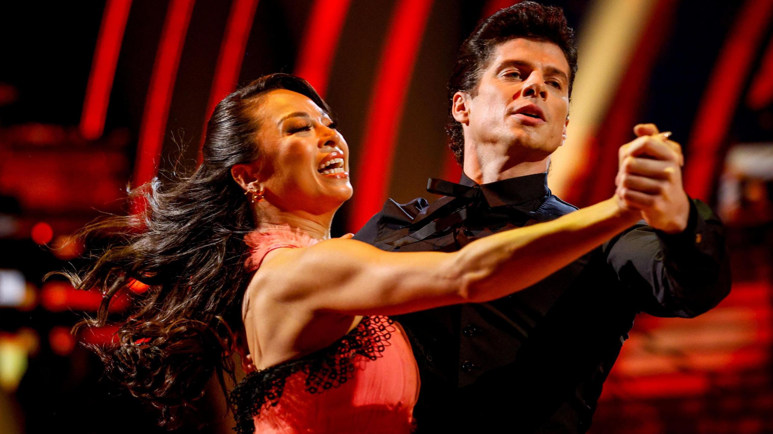 BBC handout photo of presenters Lewis Cope and Katya Jones during their appearance on the live show of Saturday's Strictly Come Dancing show on BBC1. Picture date: Saturday October 25, 2025