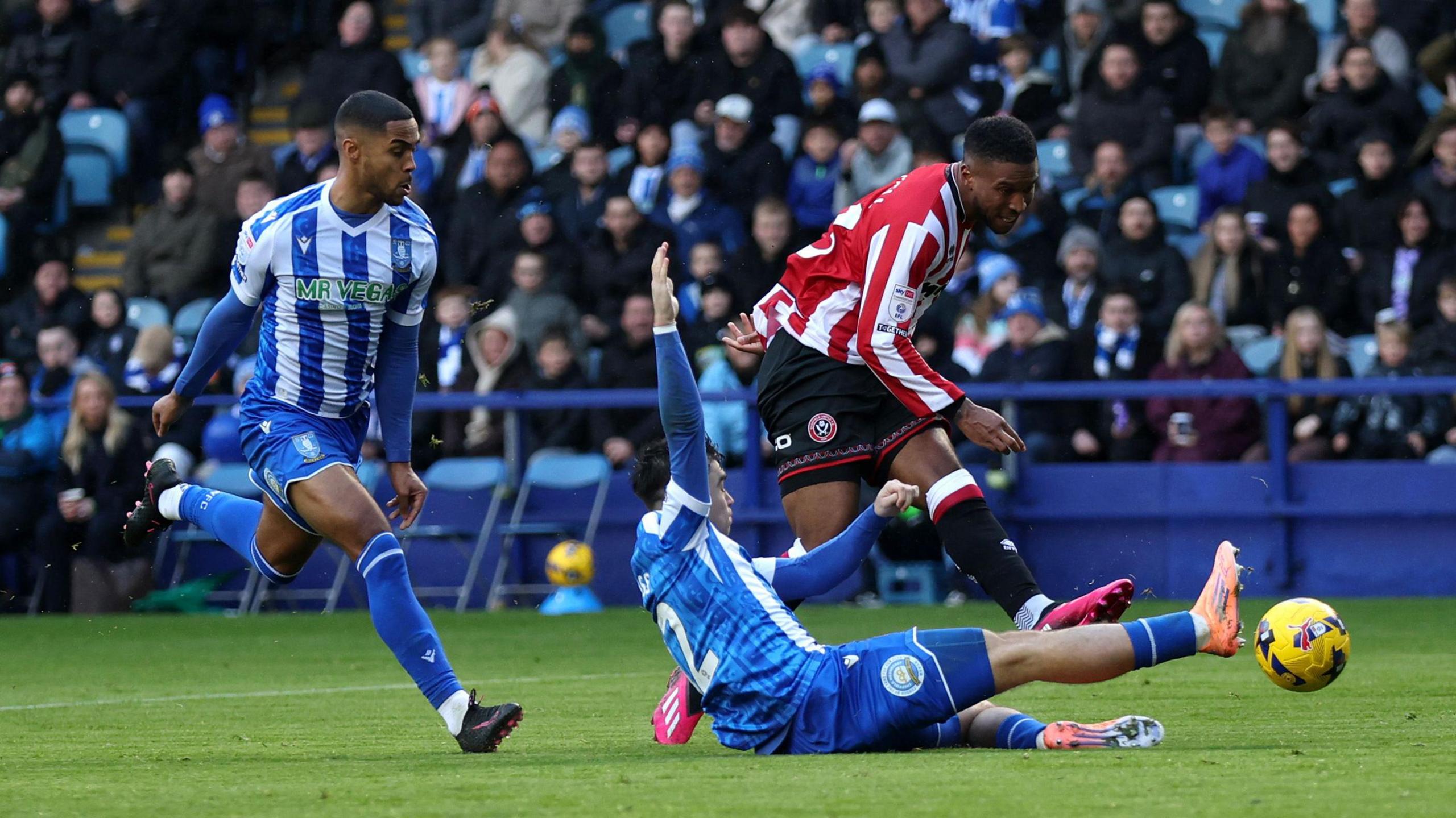 Tyrese Campbell scores Sheffield United's second goal in their derby win over Sheffield Wednesday