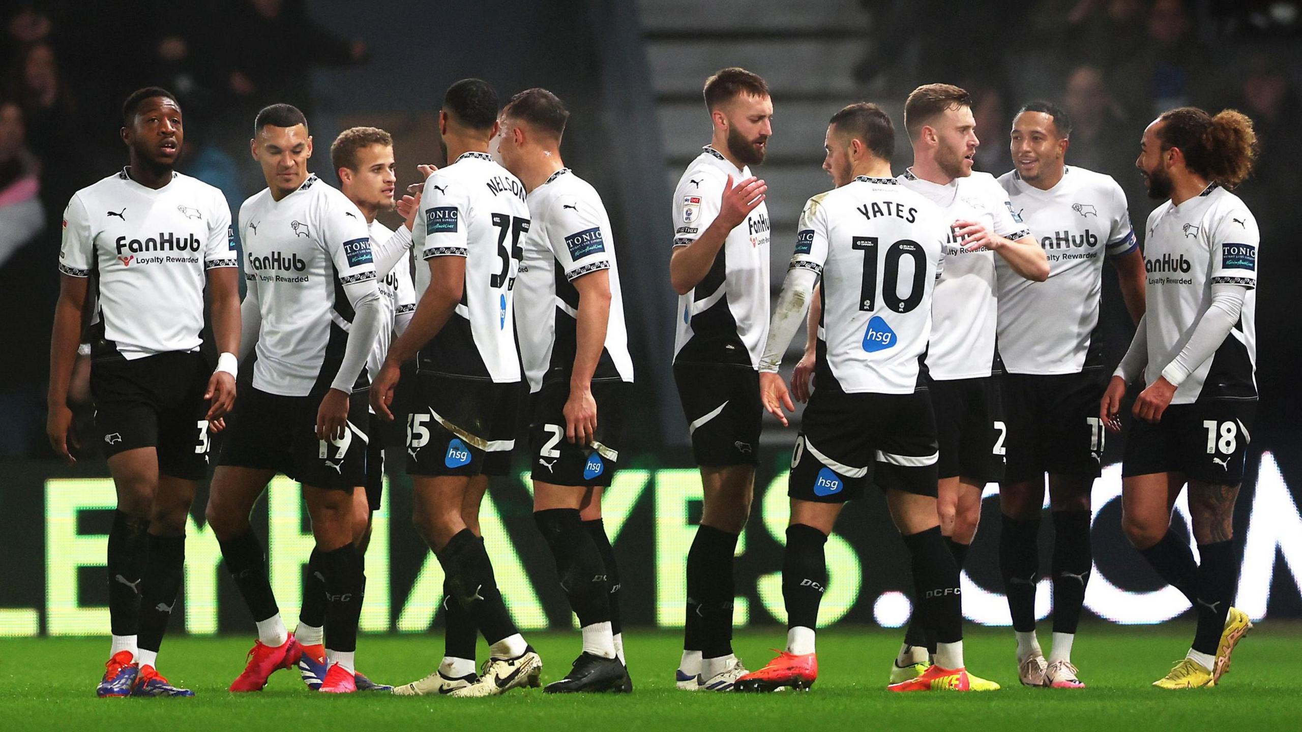 Derby County players getting ready for a match