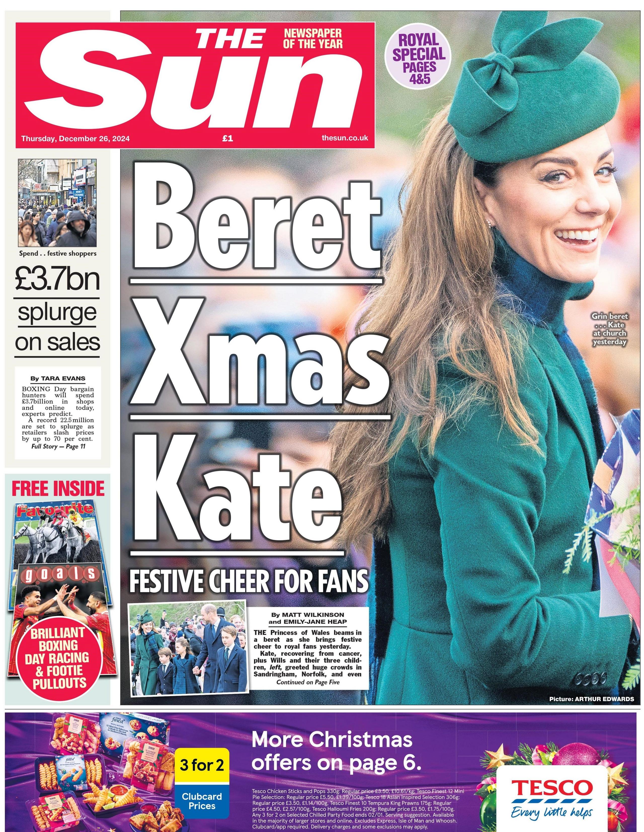 The Sun: Beret Xmas Kate