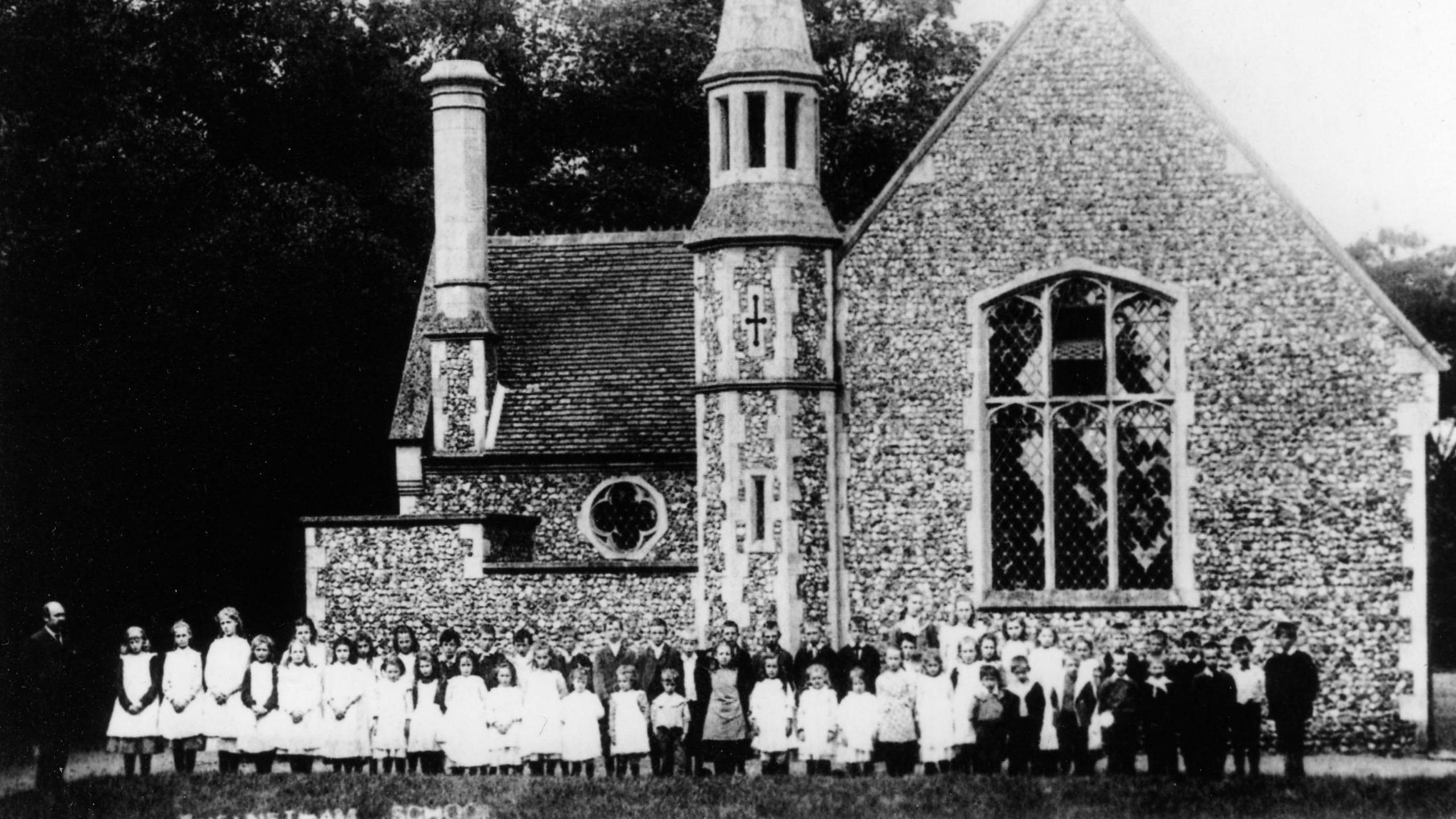 Children outside Thelnetham Village Hall