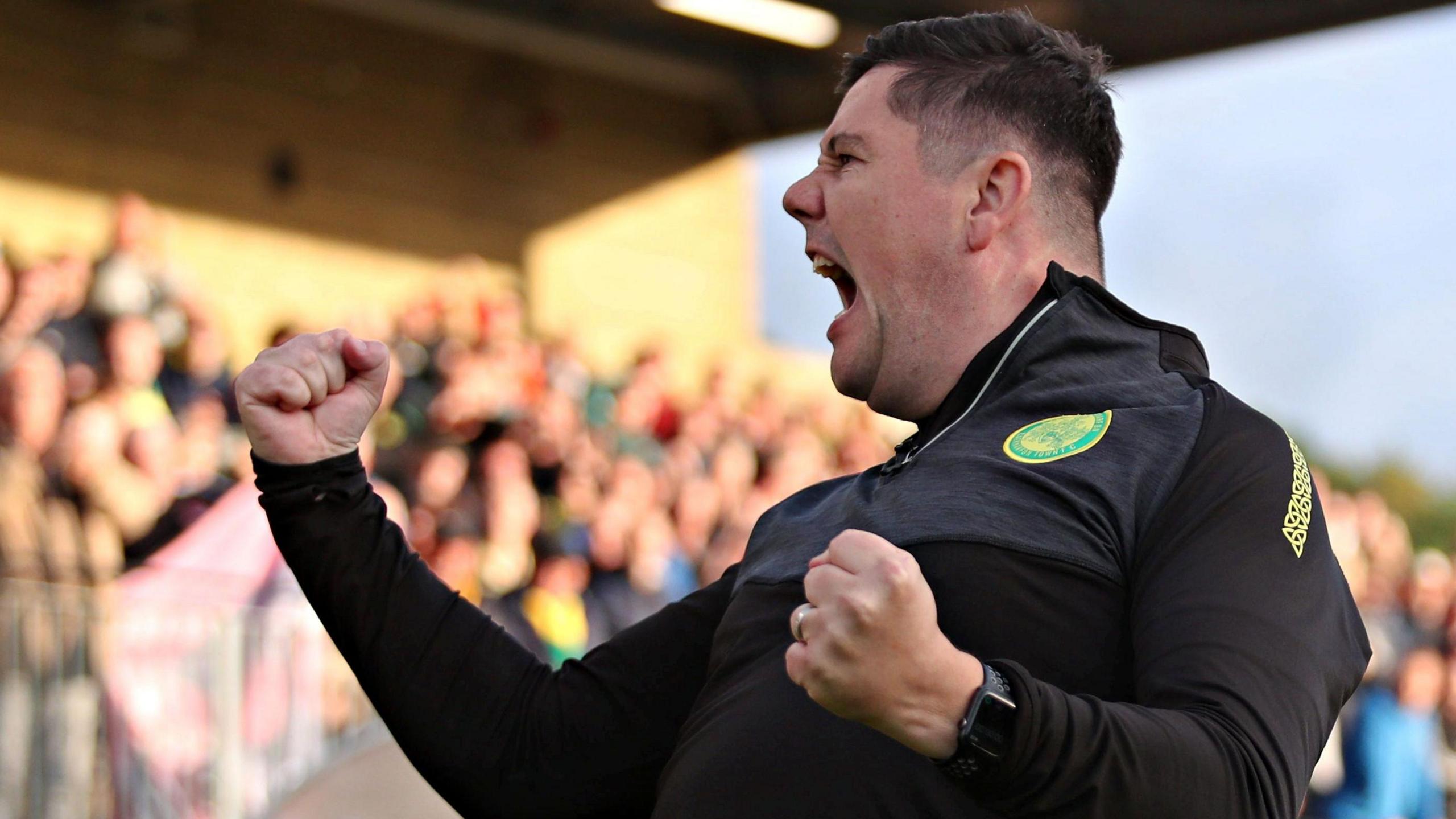 Richard Davies celebrates