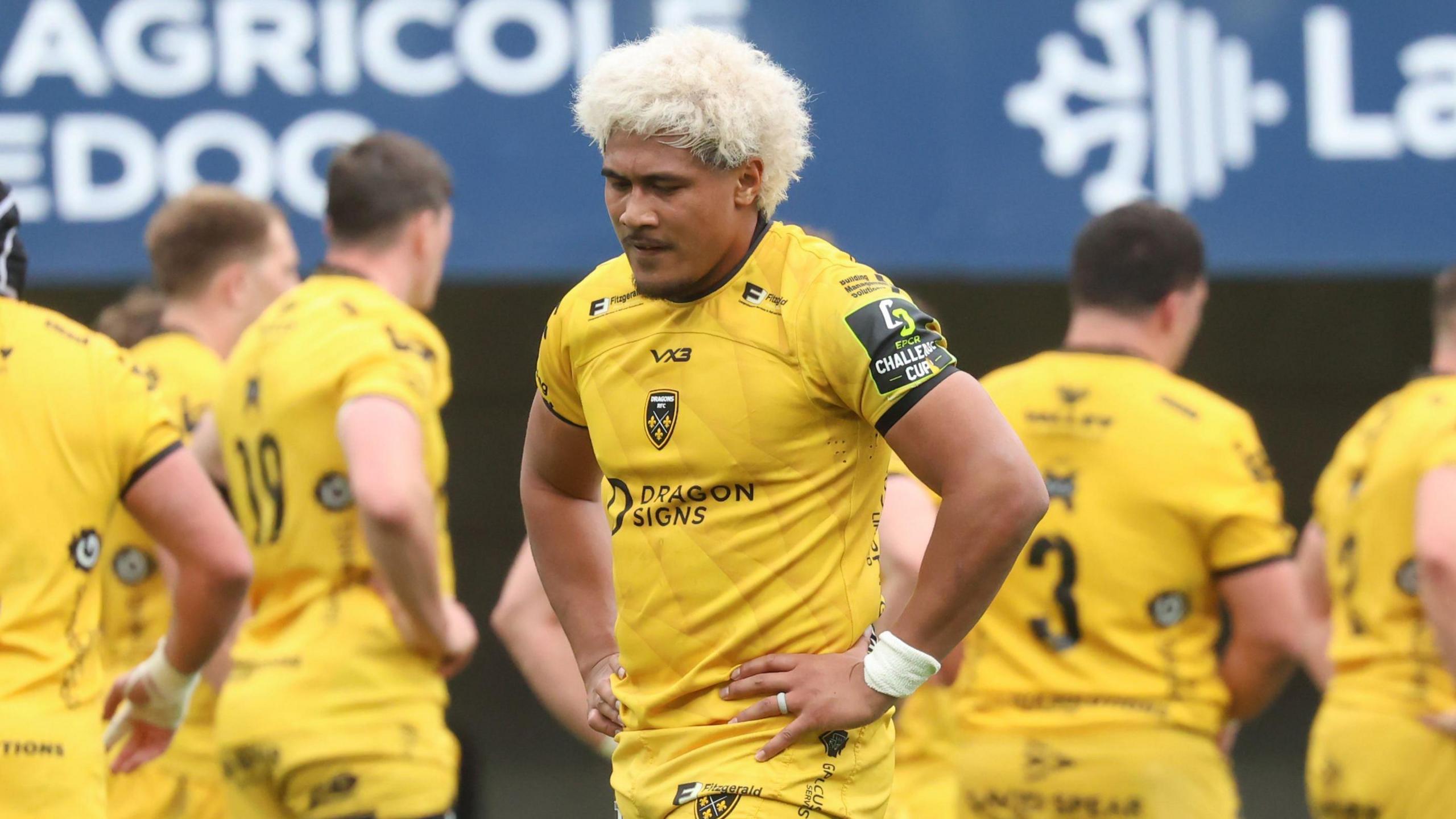 Fine Inisi during Dragons' Challenge Cup semi-final defeat by Montpellier