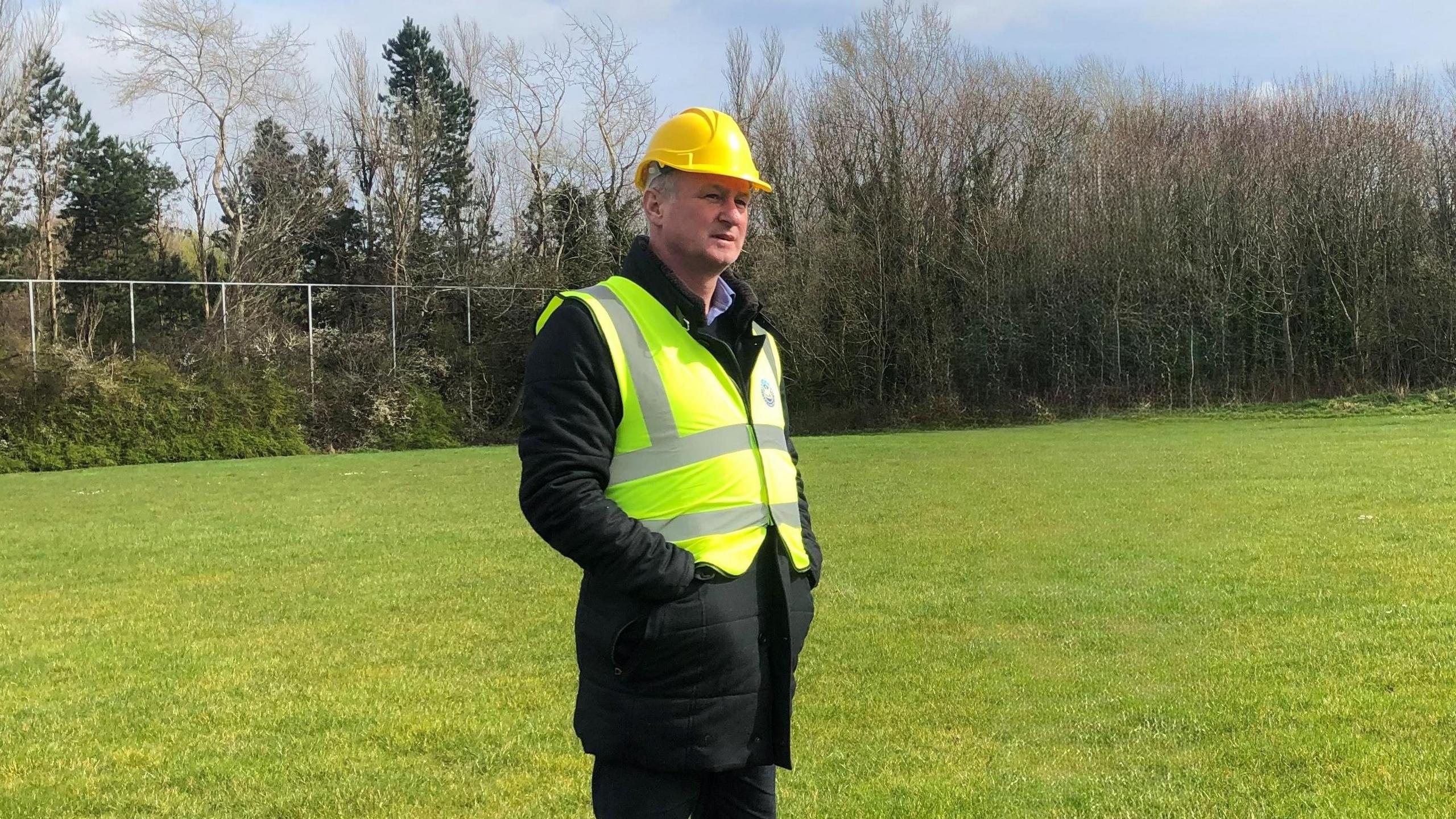 Michael O'Neill wearing a hard hat