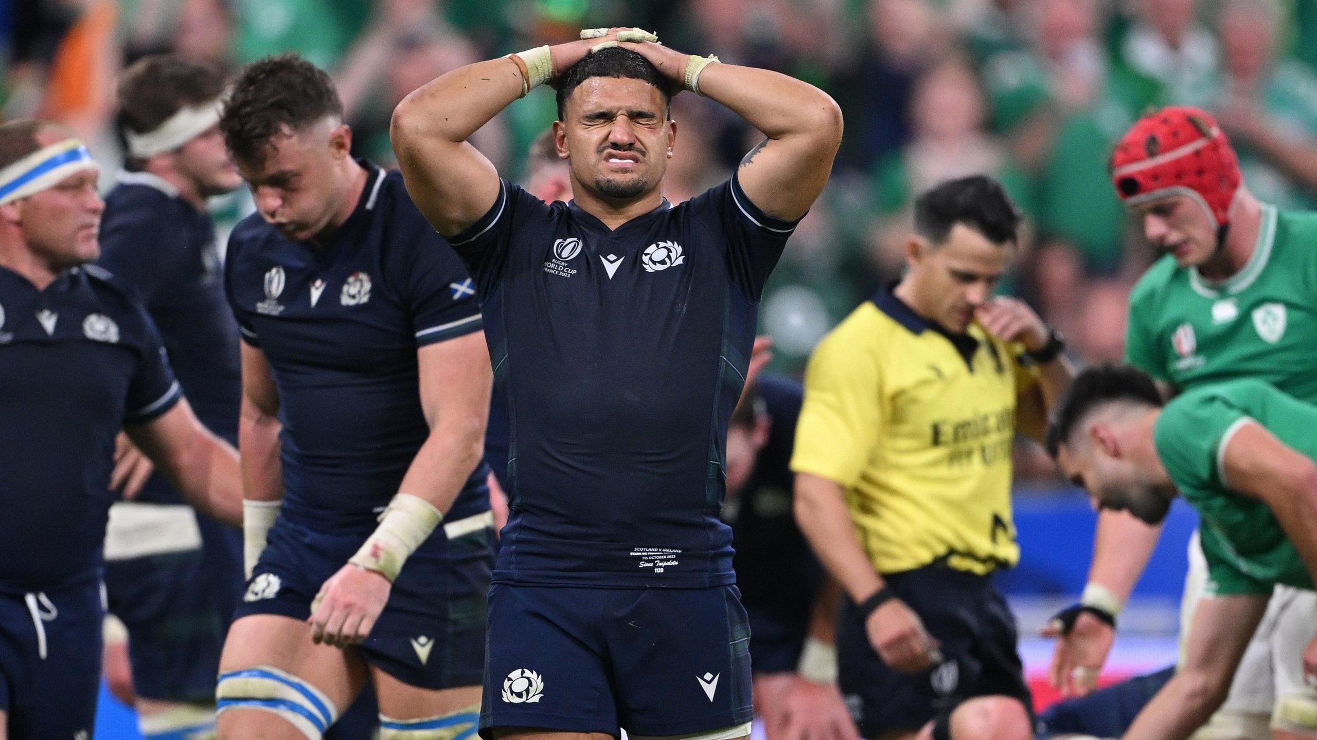 Sione Tuipulotu after Scotland's defeat to Ireland at the 2023 World Cup