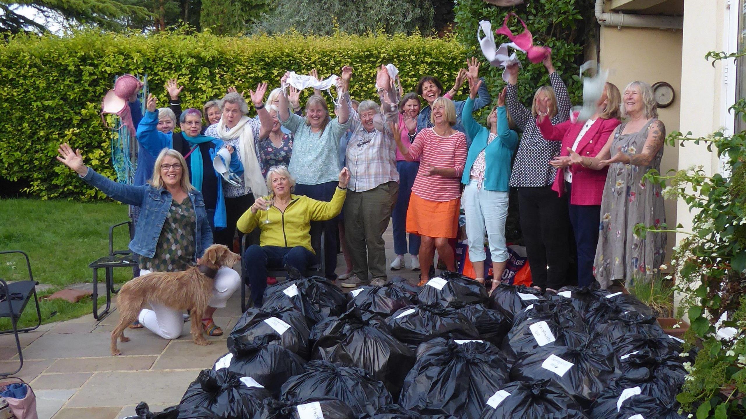 Salisbury Soroptimists team with all the packed binbags 