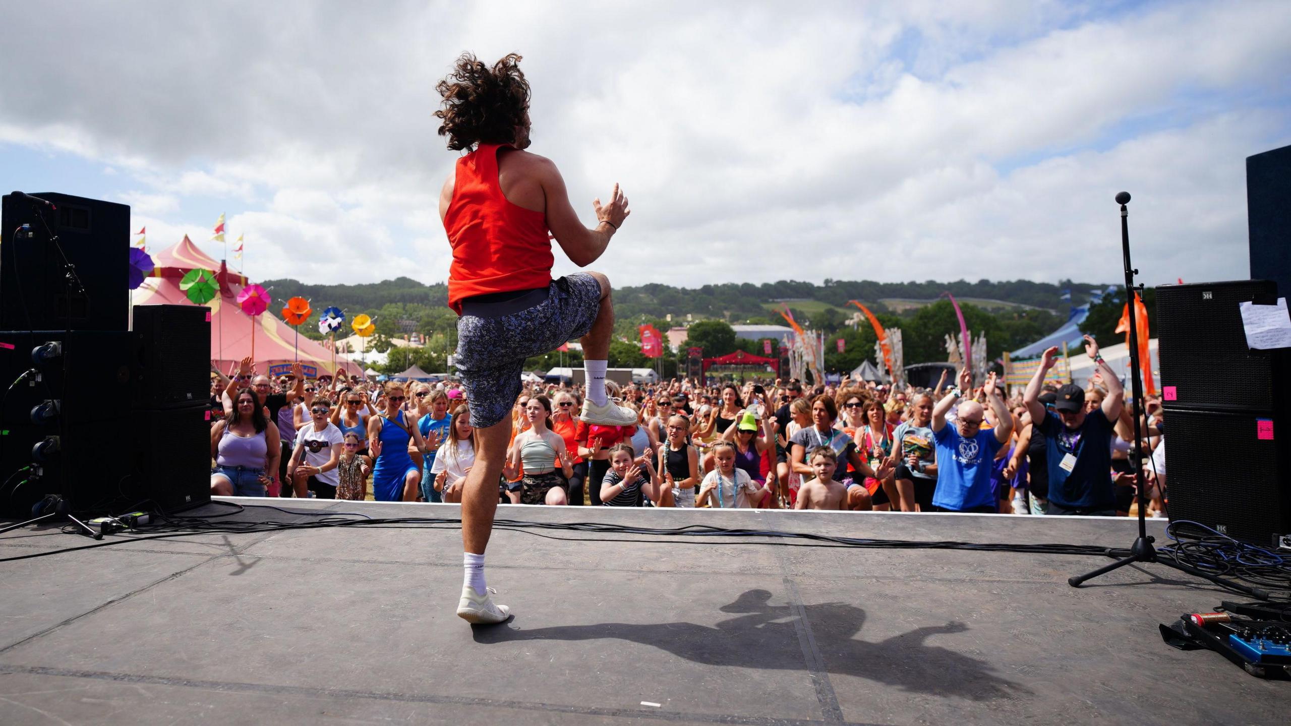 Jow Wicks on the stage at Glastonbury