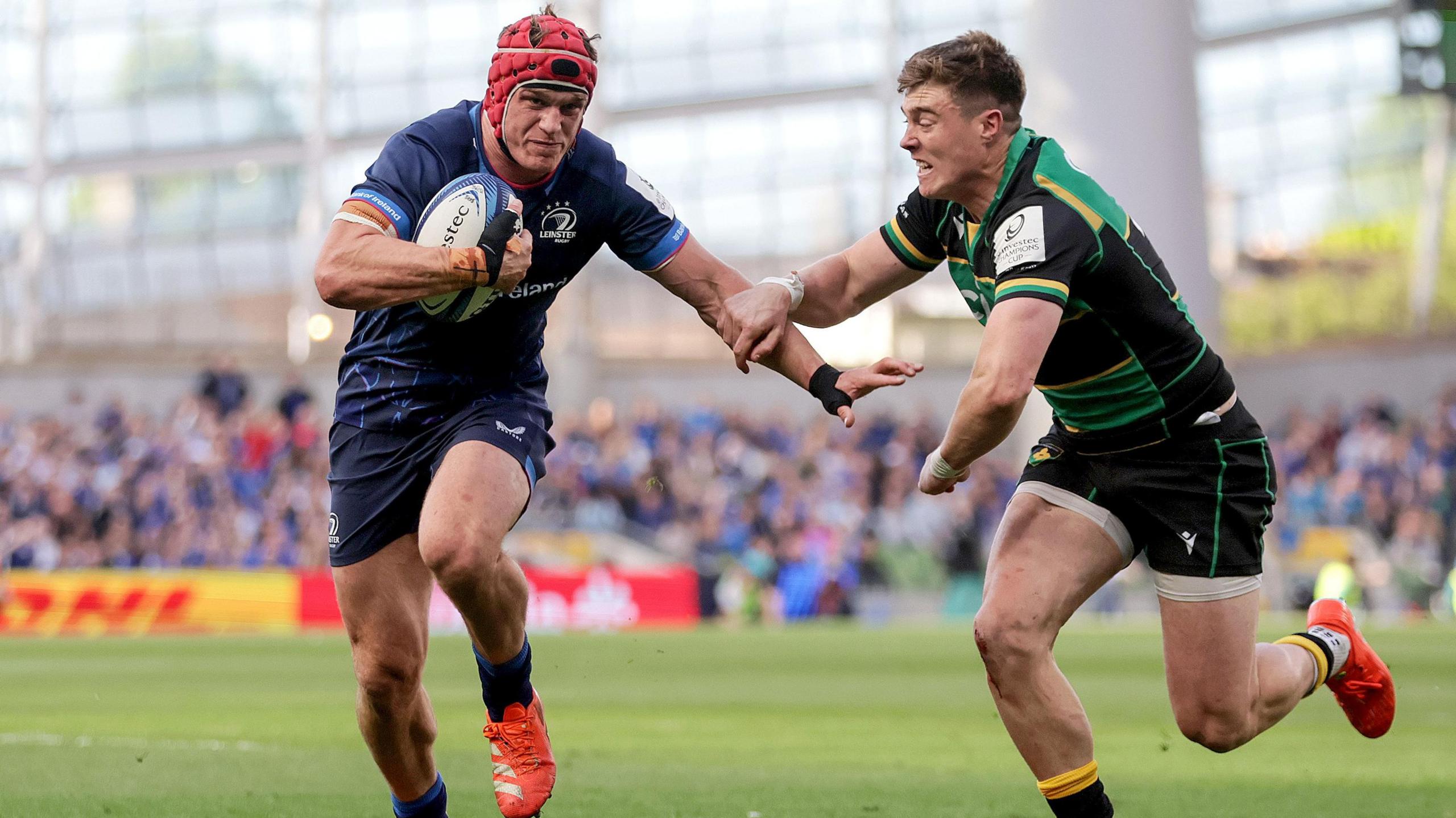 Josh van der Flier carries for a try