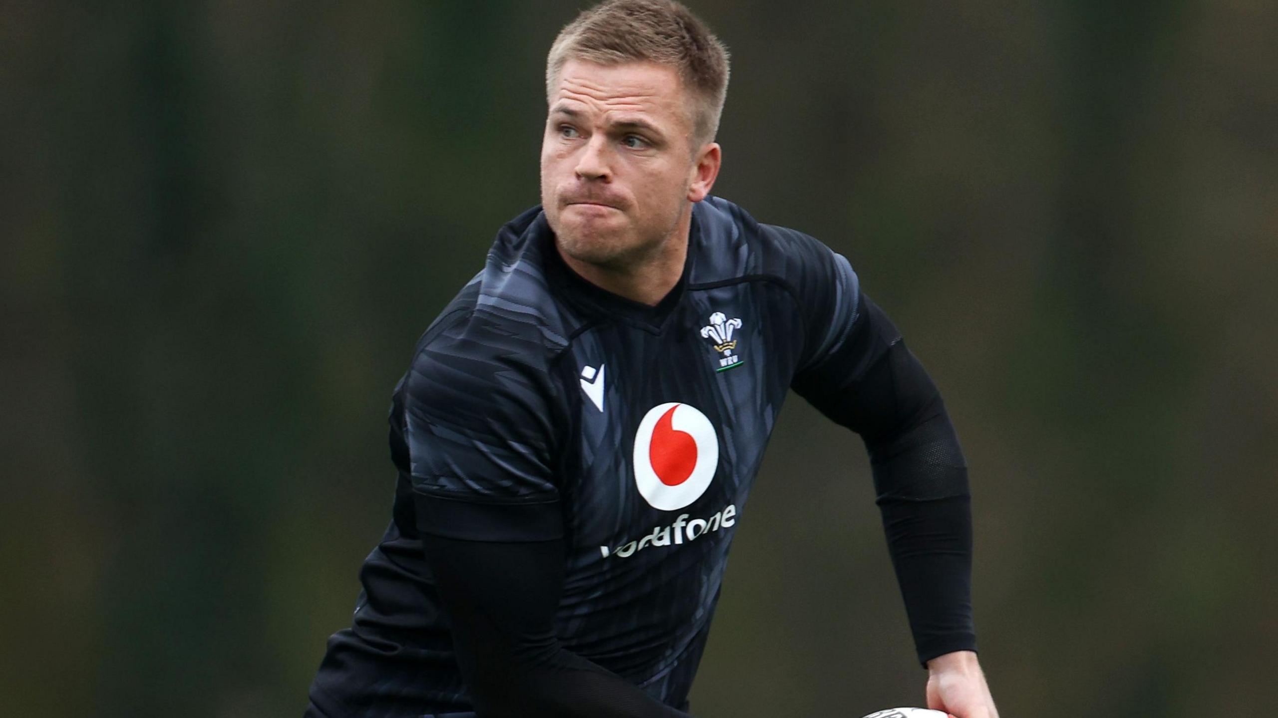 Wales fly-half Gareth Anscombe during a training session