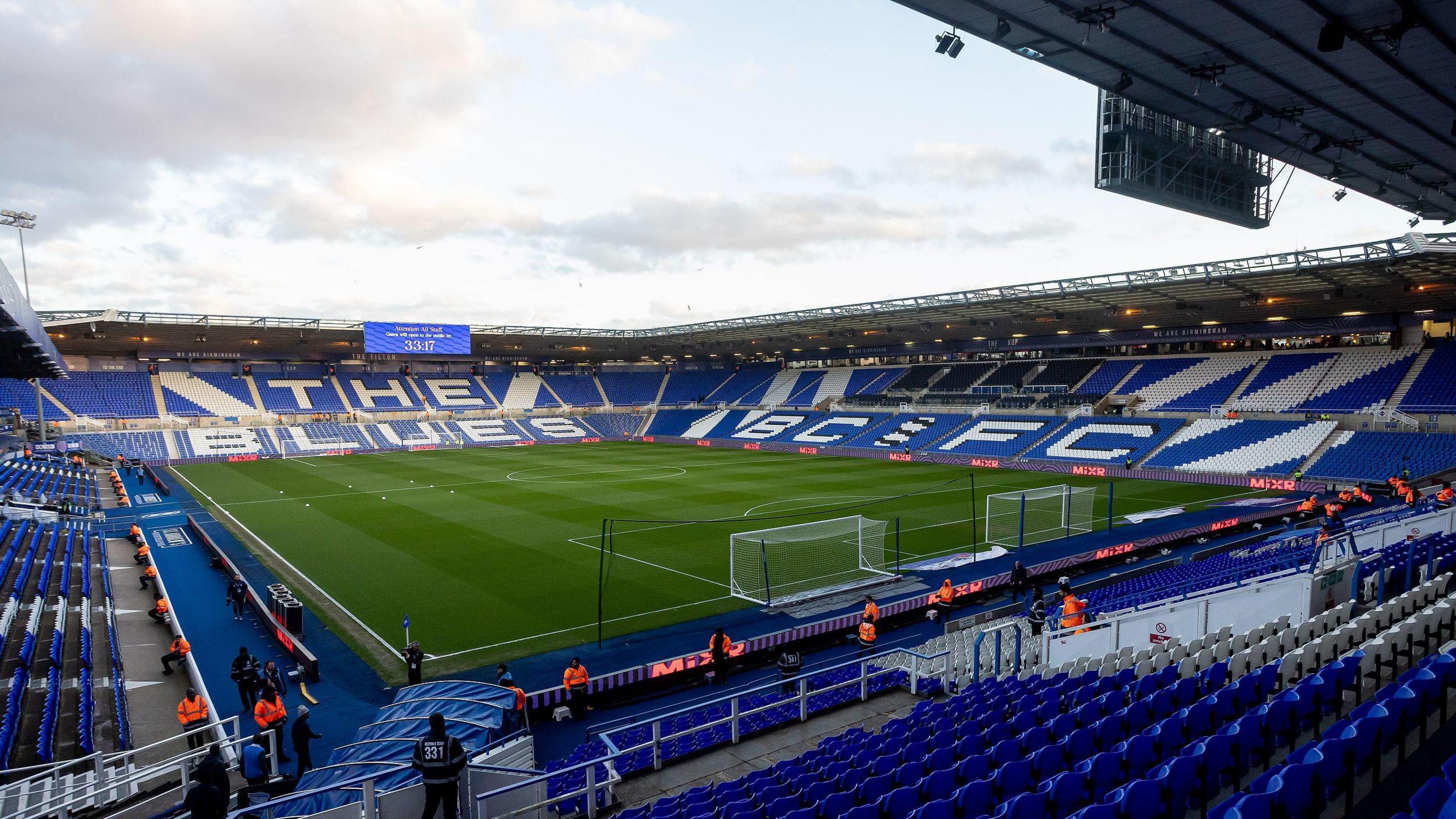 A general view of the inside of Birmingham City's St. Andrew’s stadium before a league game against QPR in March 2026