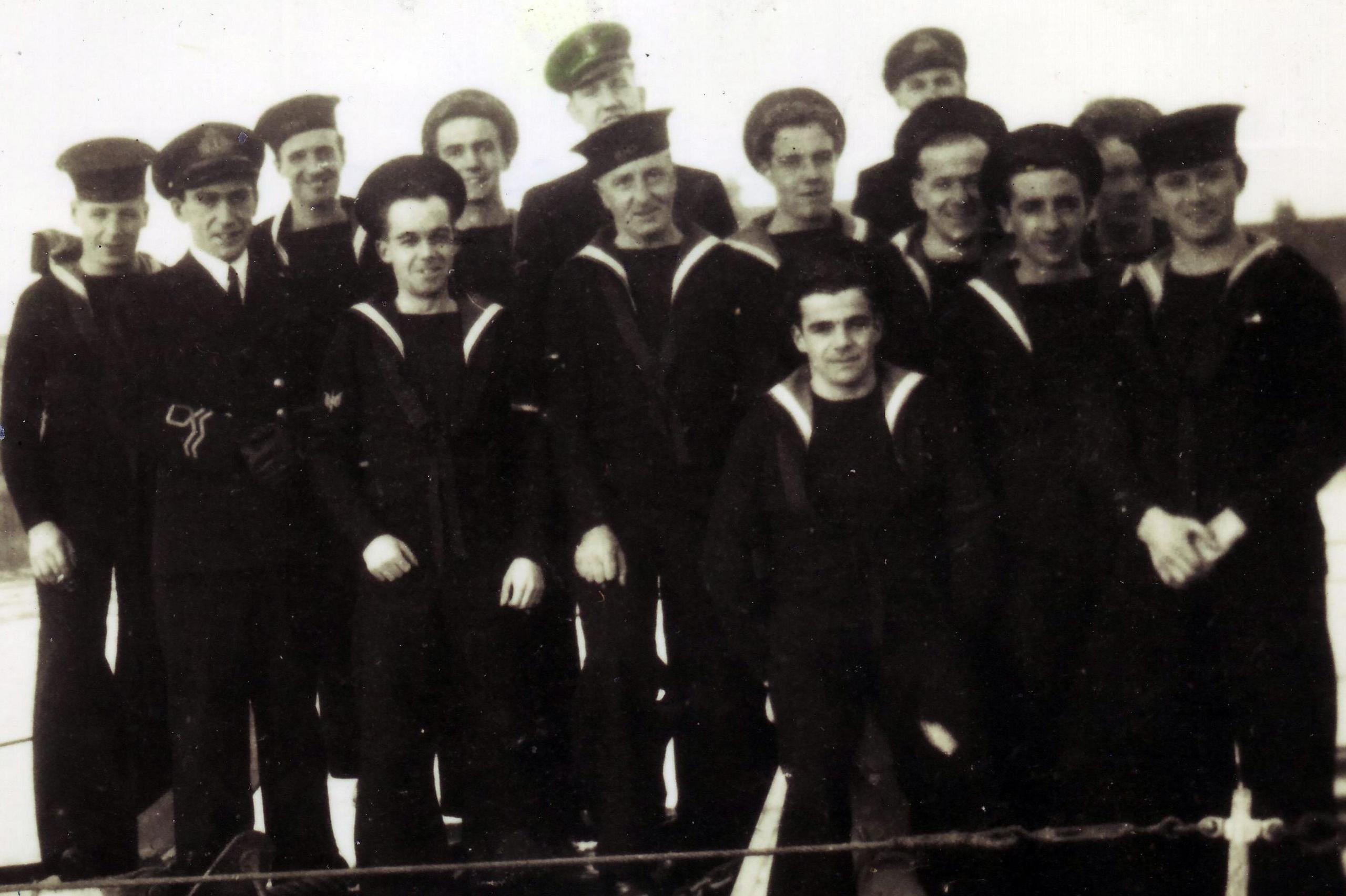 Patrick Troughton with the crew of HMS RML 514