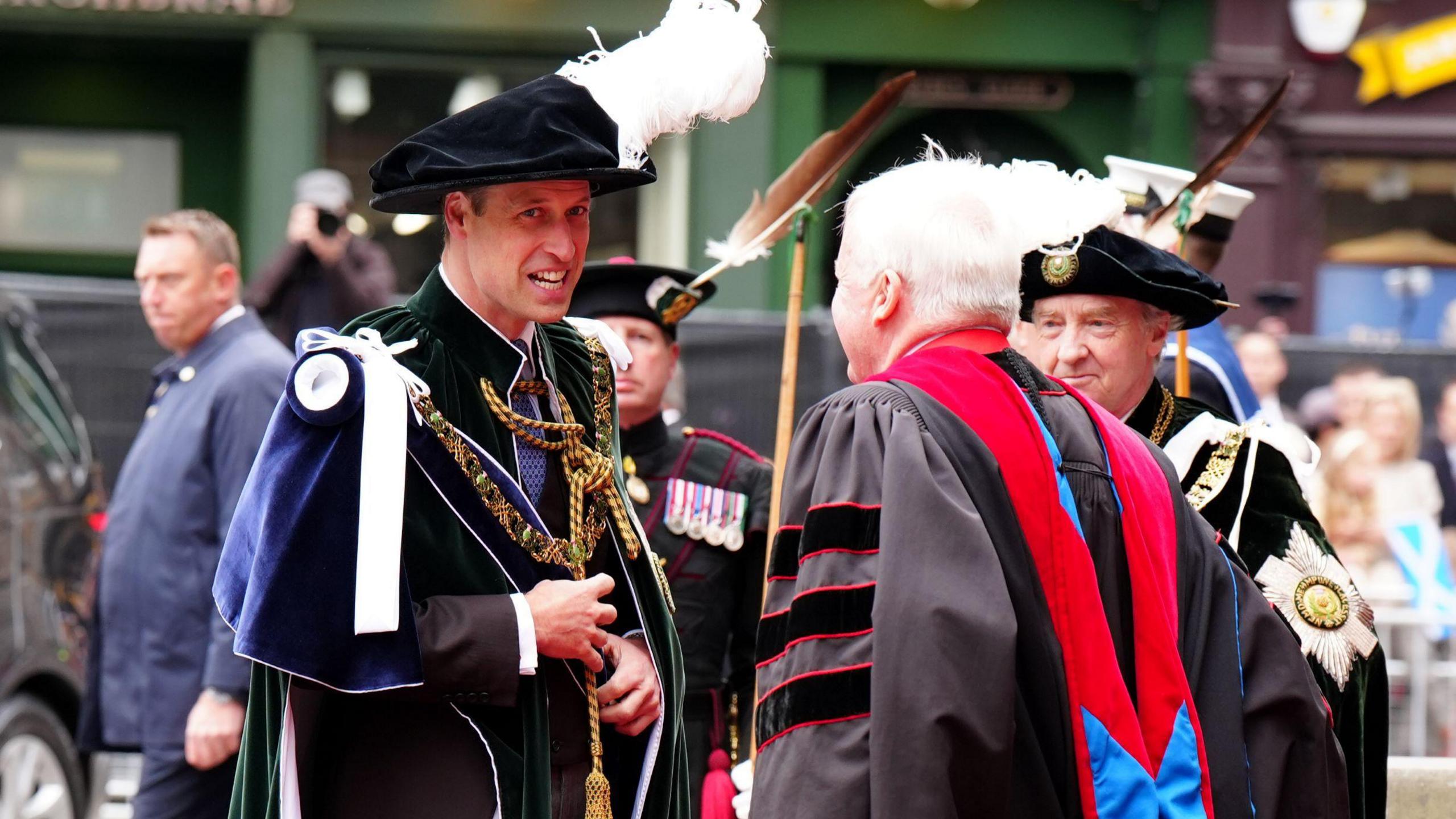 Prince William speaking before the Order of the Thistle ceremony in Edinburgh