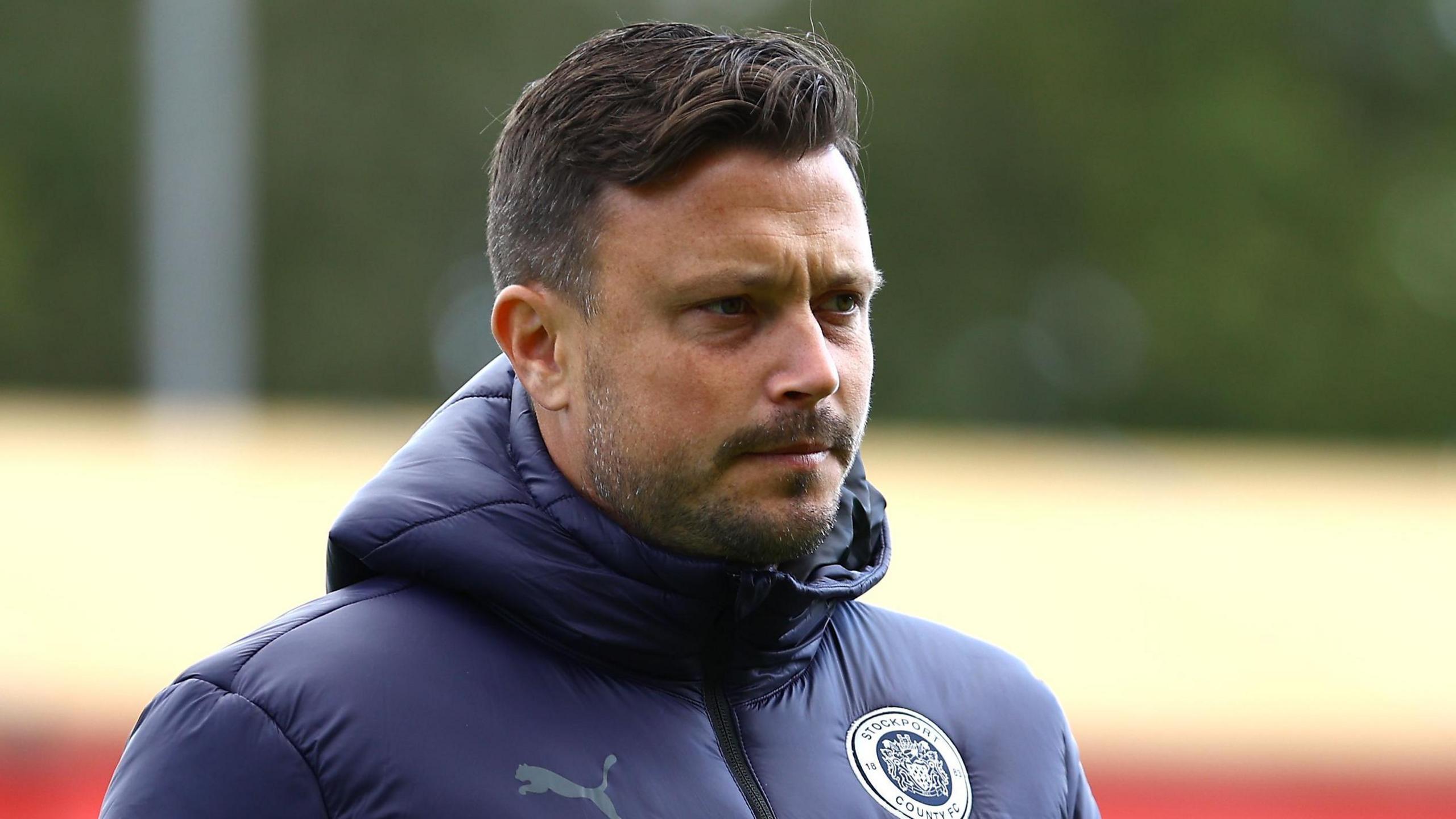Andy Mangan during his time coaching at Stockport County in 2024