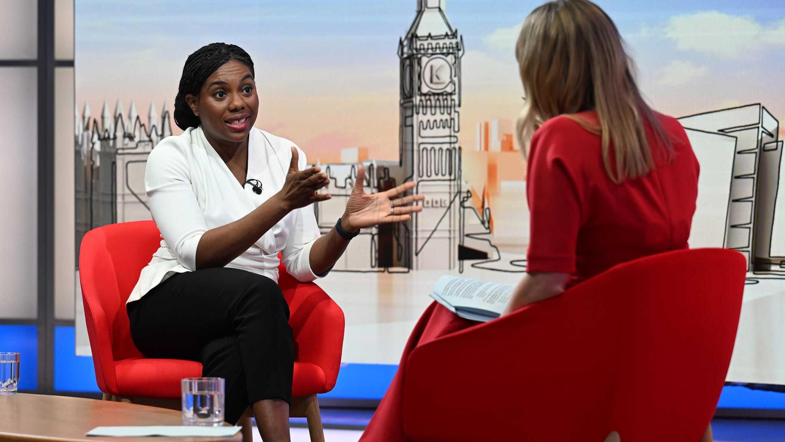 Conservative Party leader Kemi Badenoch being interviewed by Laura Kuenssberg 
