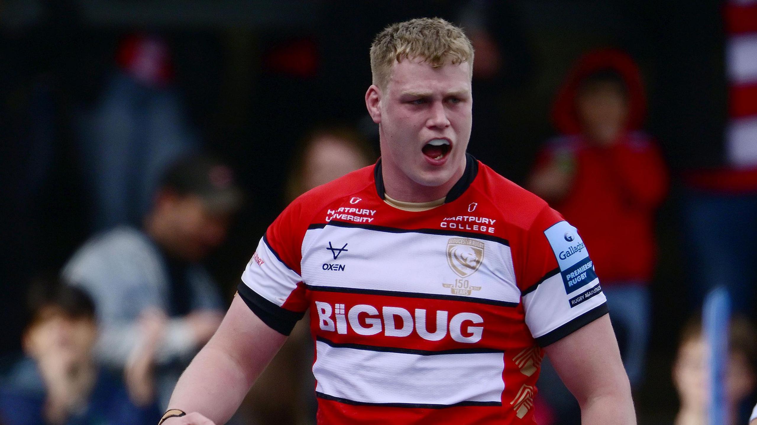 Arthur Clark on the field during a game for Gloucester last season