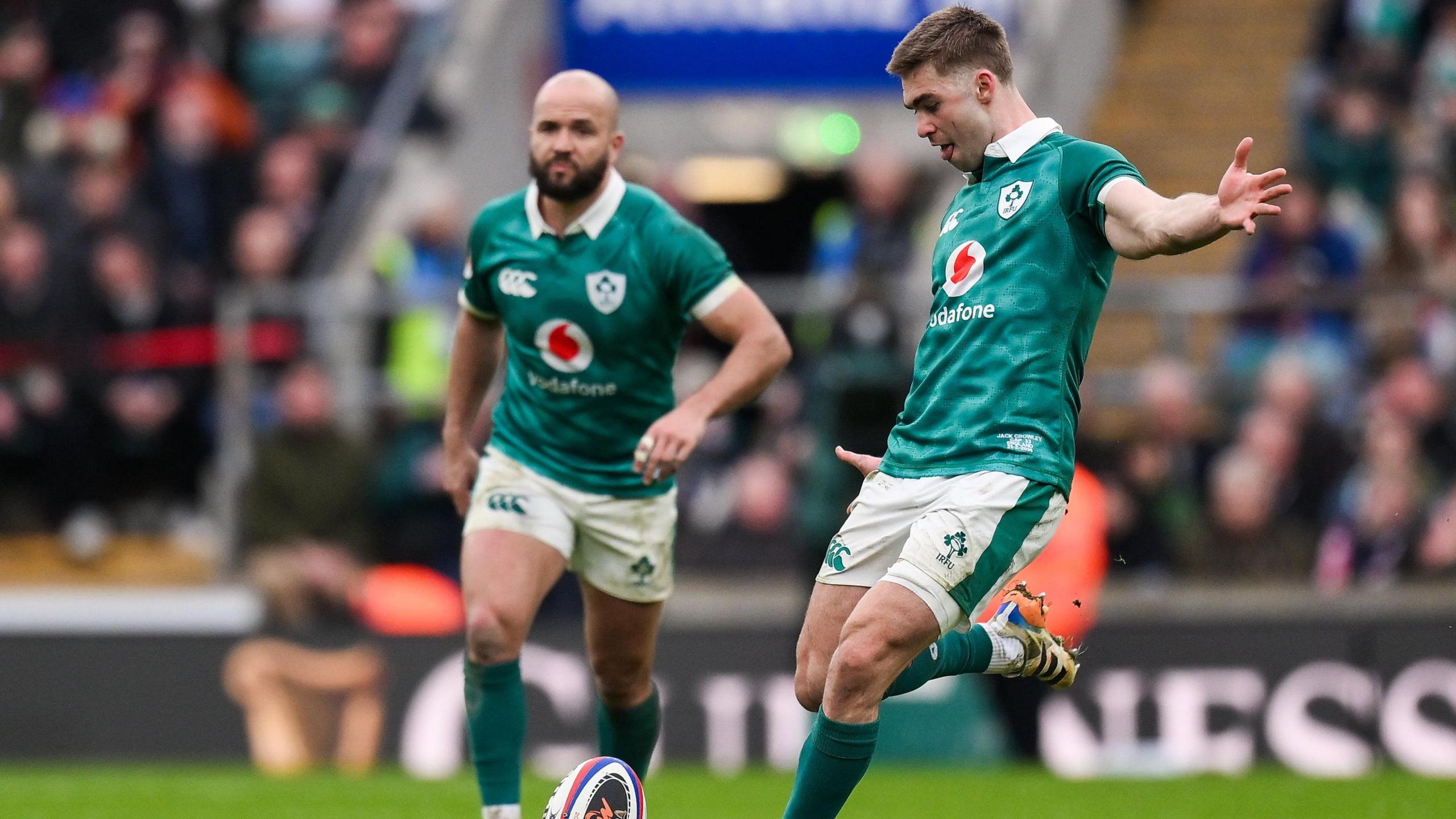 Jamison Gibson-Park and Jack Crowley in action against England