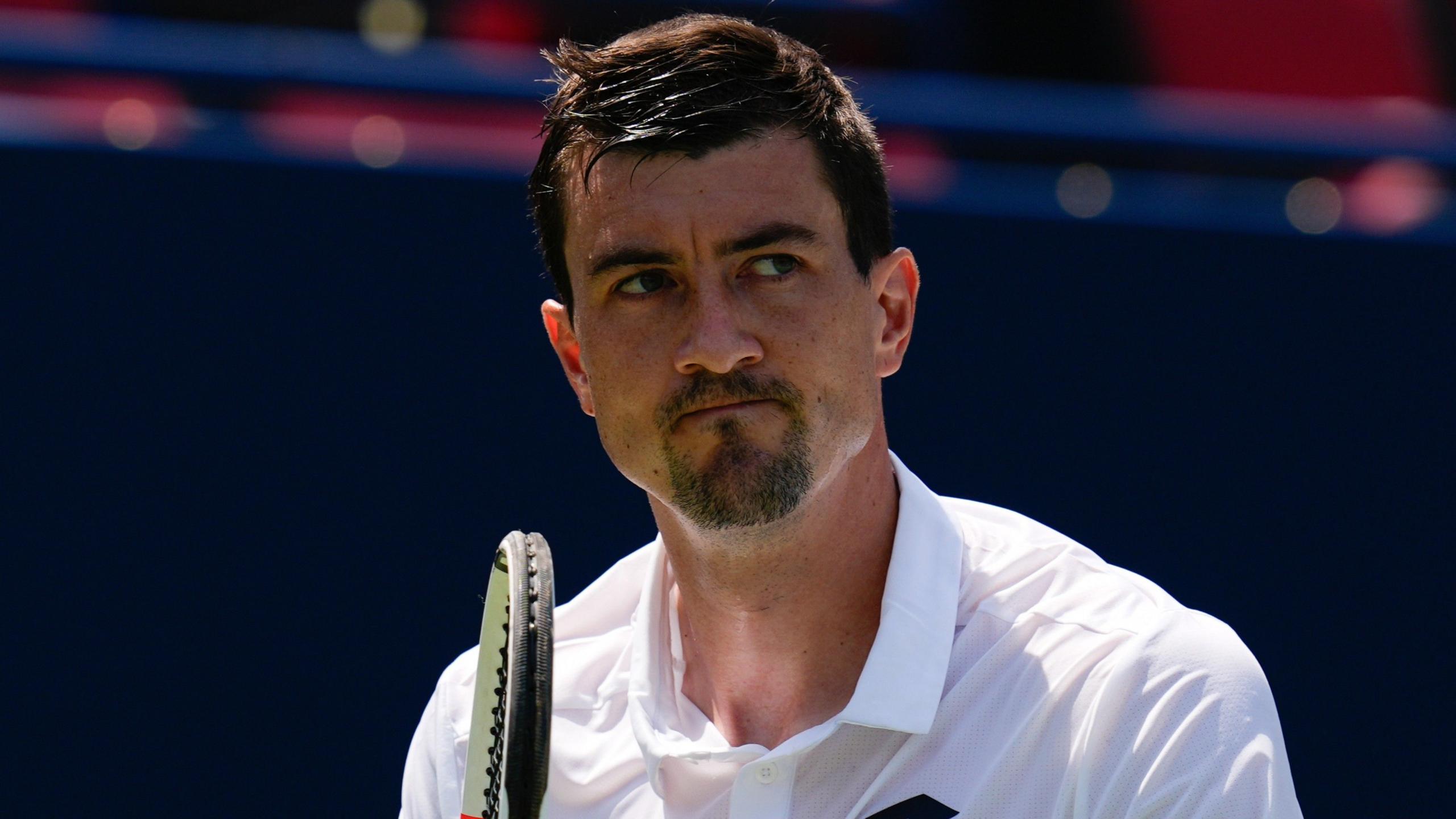 Sebastian Ofner grimaces after a point