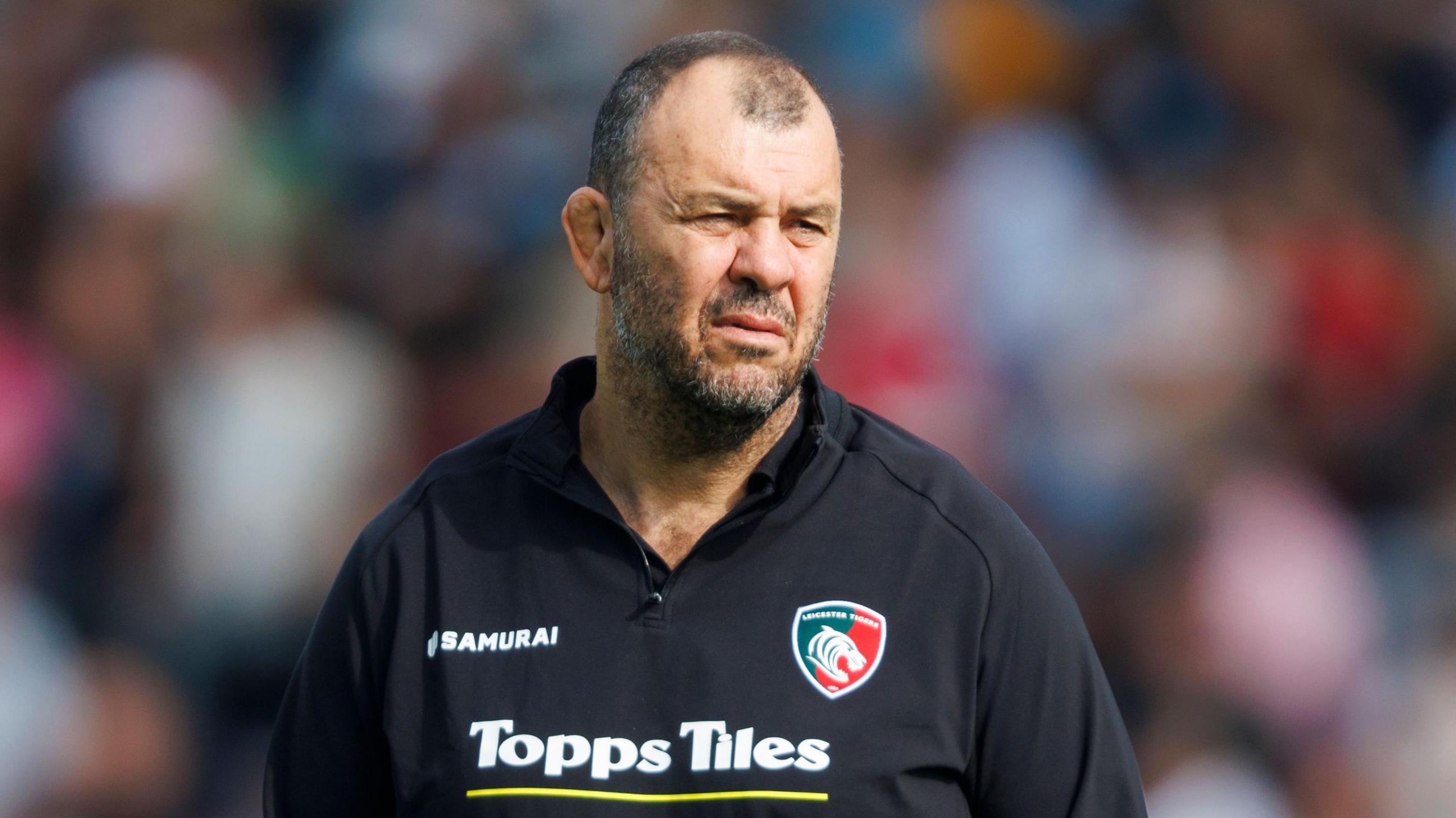 Michael Cheika in Leicester kit