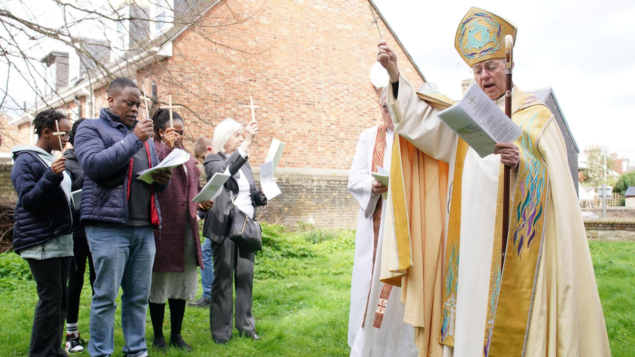 The Archbishop of Canterbury Justin Welby leads a Palm Sunday service and communion at St Phillip's Church, in Maidstone, Kent