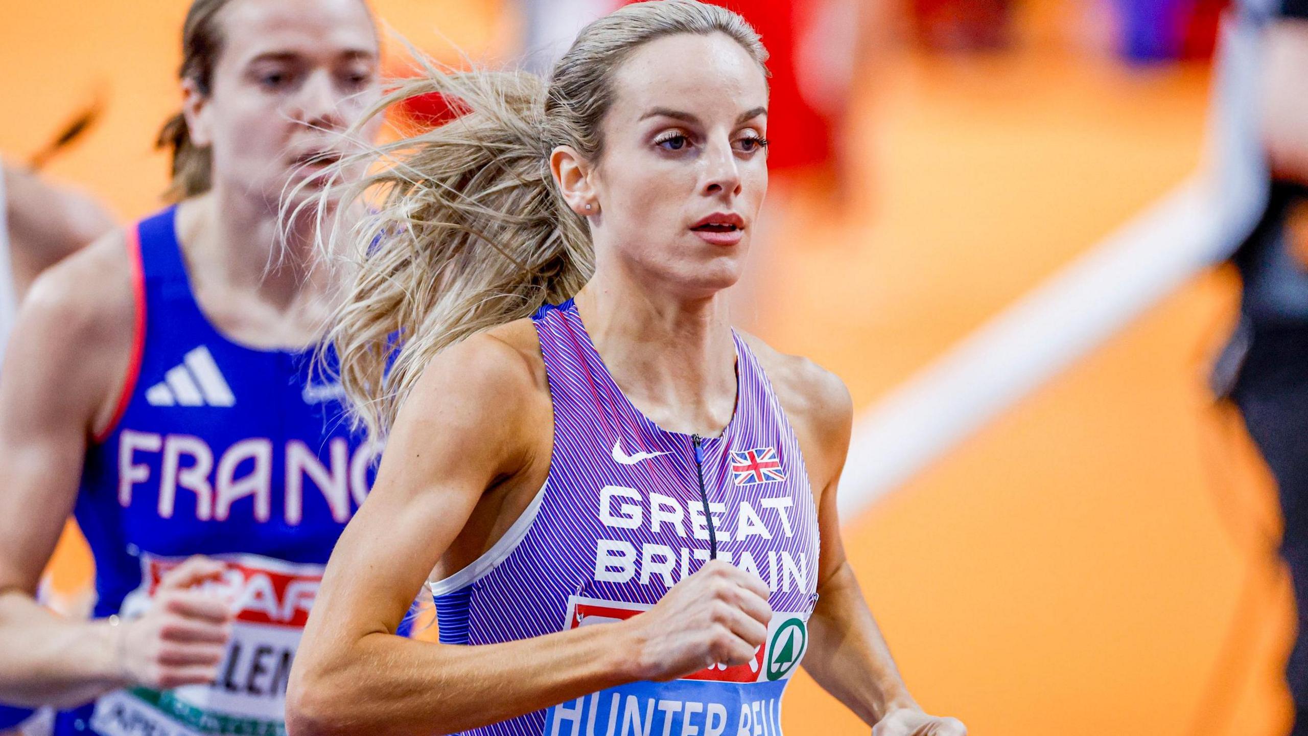 Georgia Hunter Bell competes astatine  the European Indoor Championships 