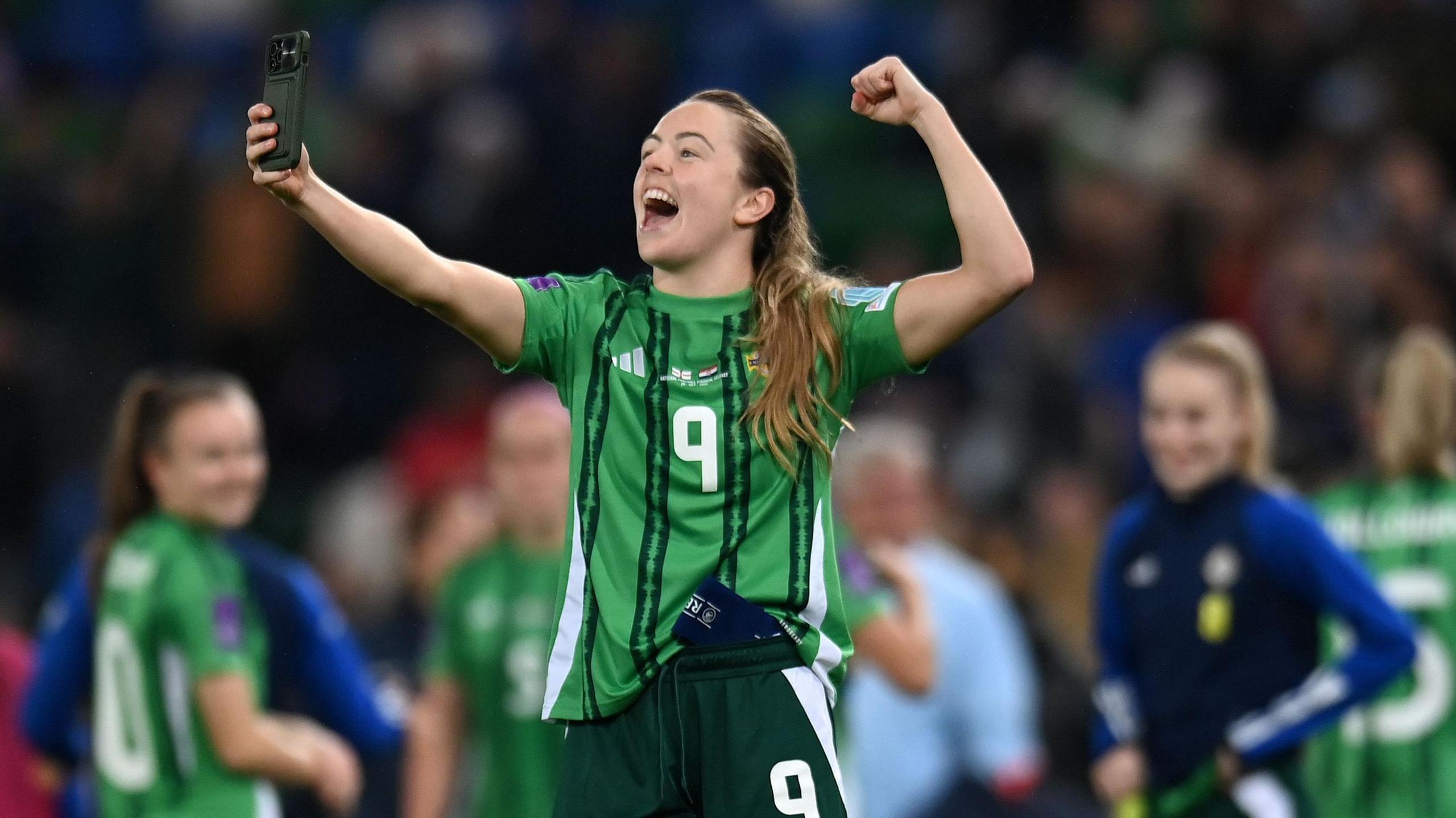 Simone Magill celebrates a Northern Ireland victory