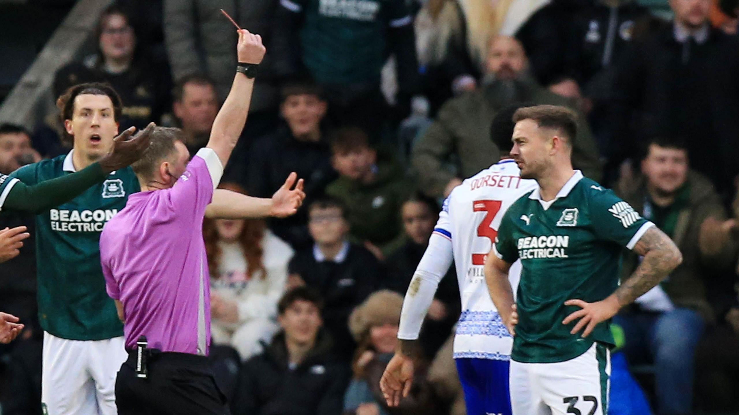 Joe Ralls is sent off