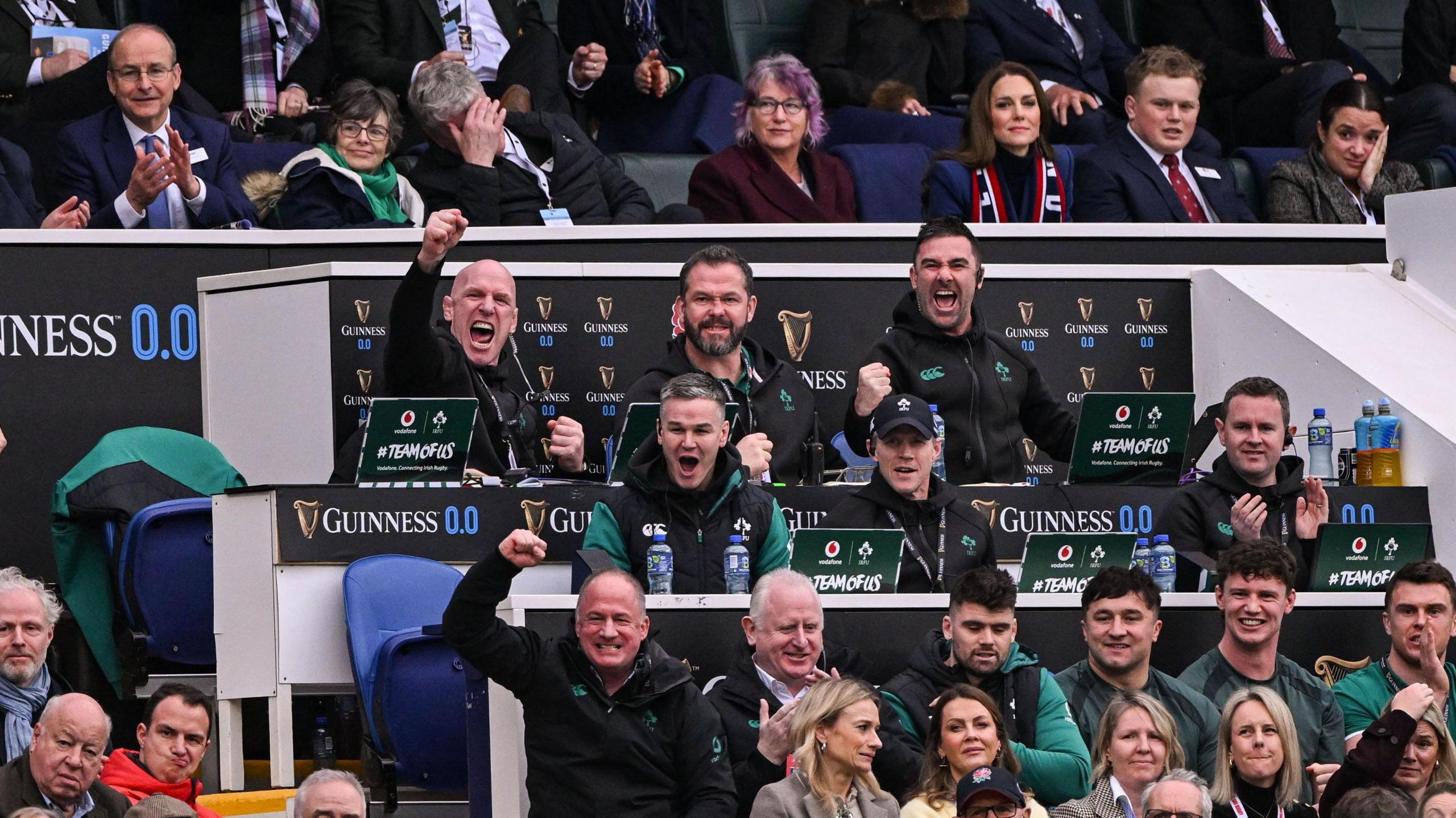 Ireland's coaches celebrating