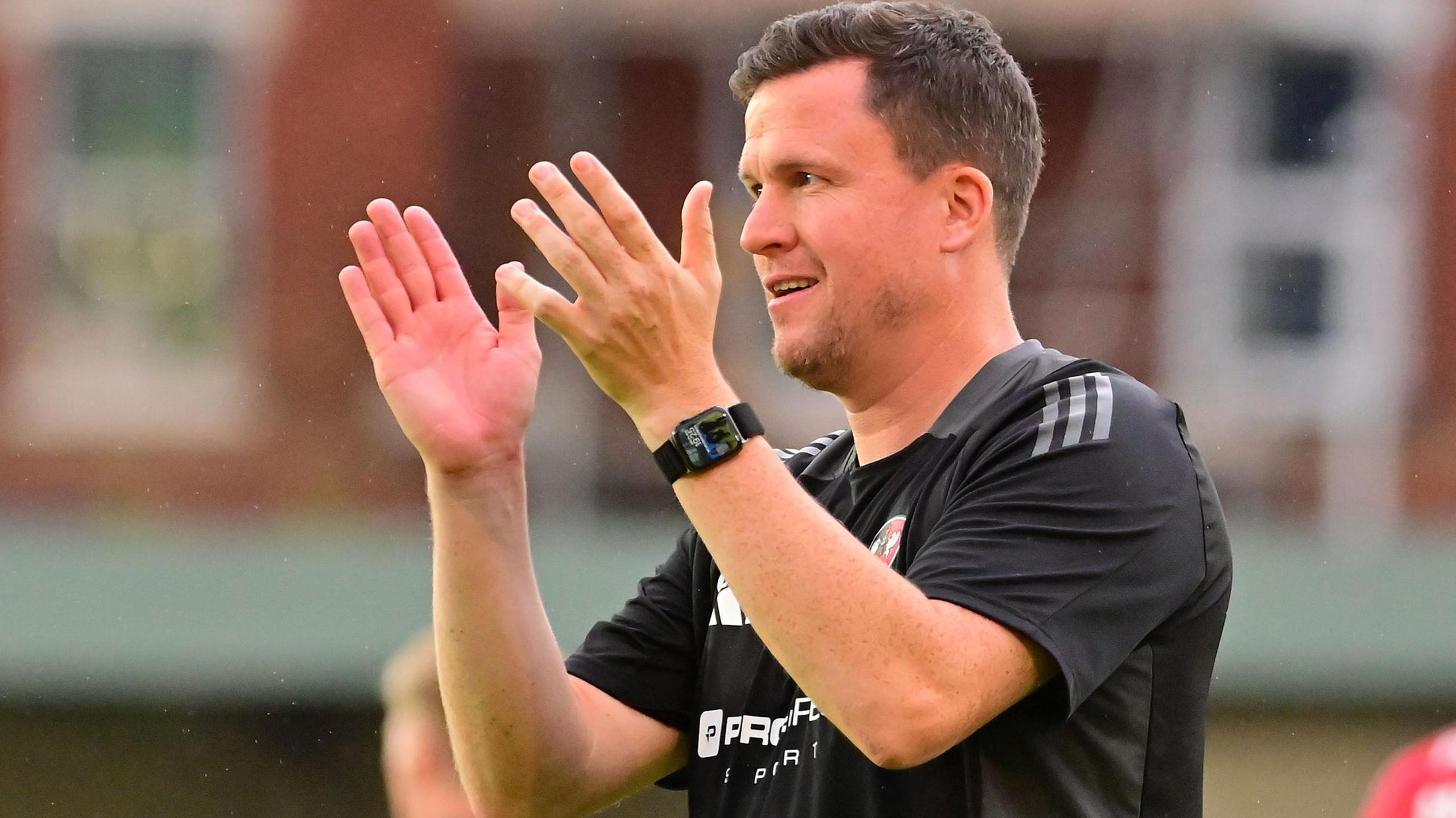 Gary Caldwell applauds Exeter fans