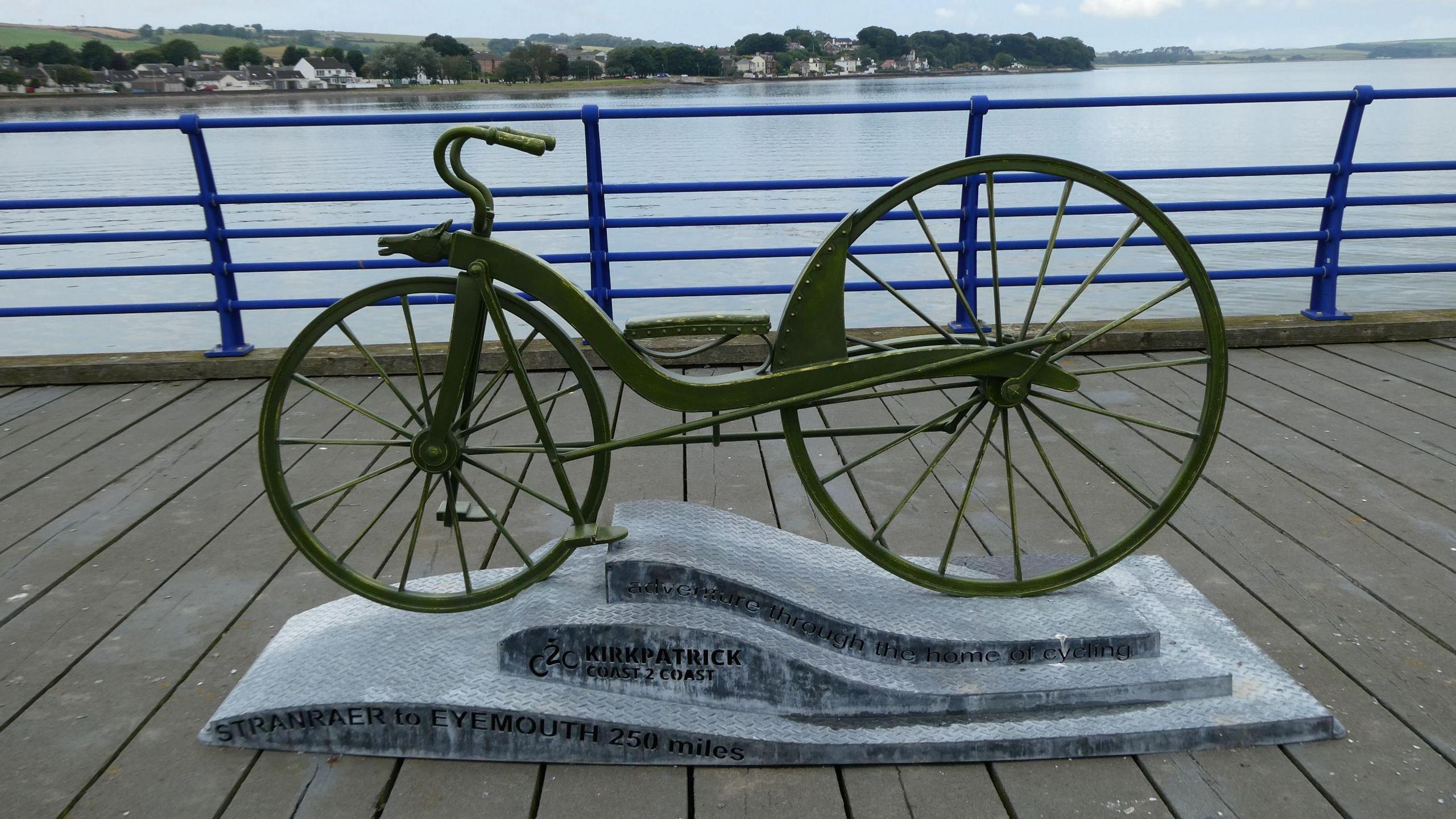 A statue of Kirkpatrick Macmillan's bike in Stranraer