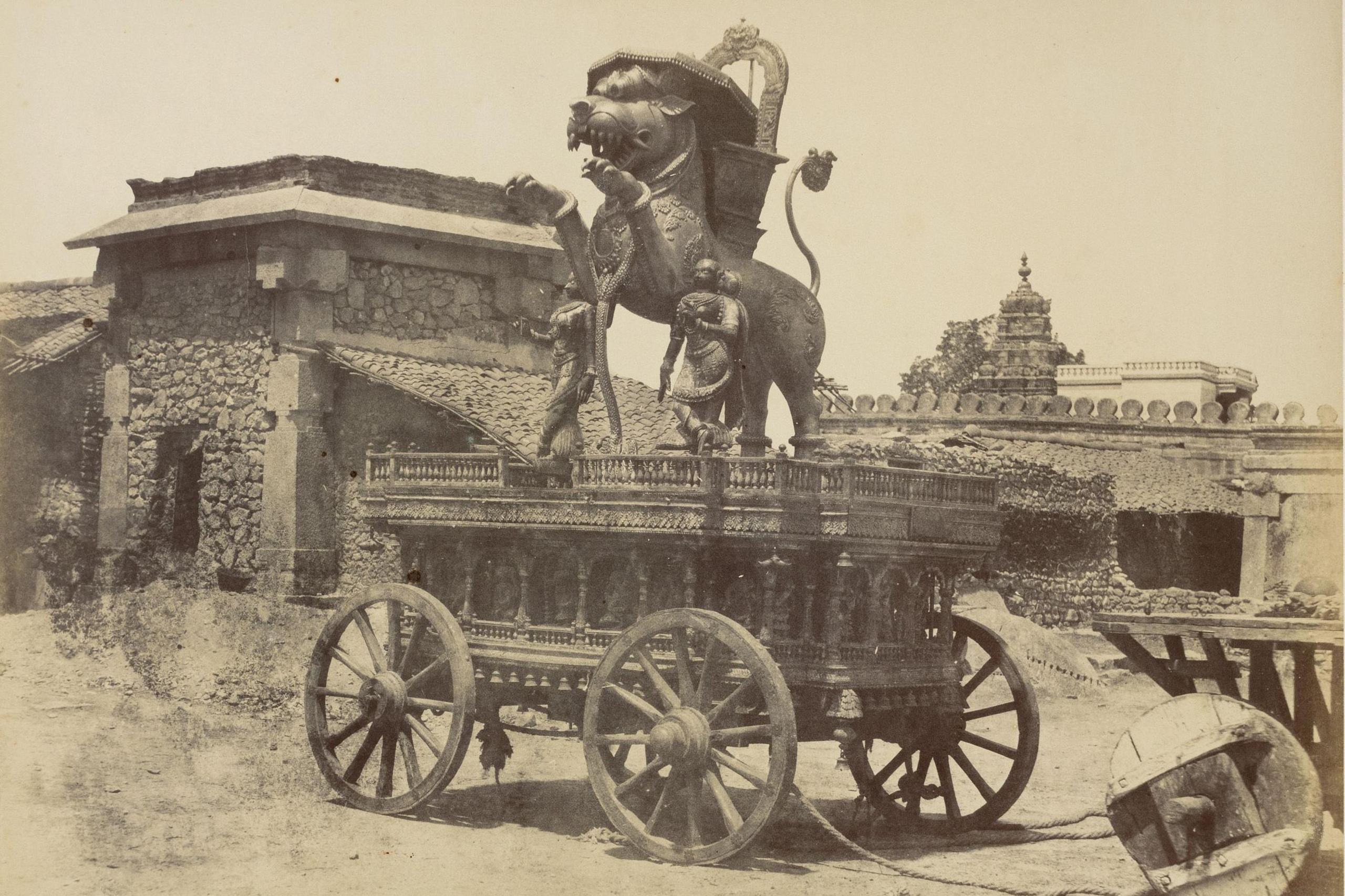 William Henry Pigou
Mysore, Idol car at the temple of Chamondee 
(Chamundi Temple)
Silver albumen print from waxed paper 
negative mounted on card, 1856