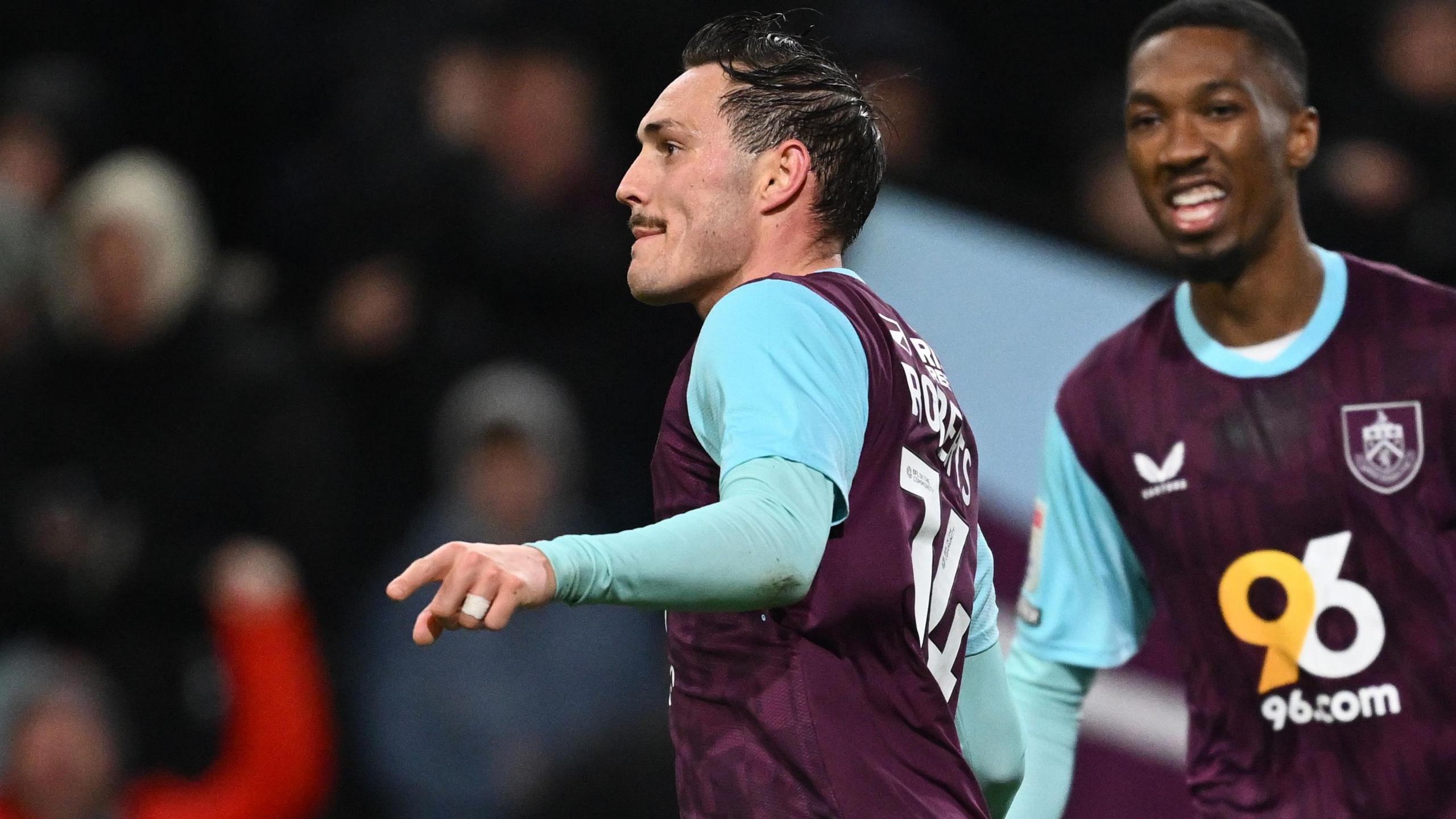 Connor Roberts celebrates scoring his first goal of the season for Burnley against Middlesbrough