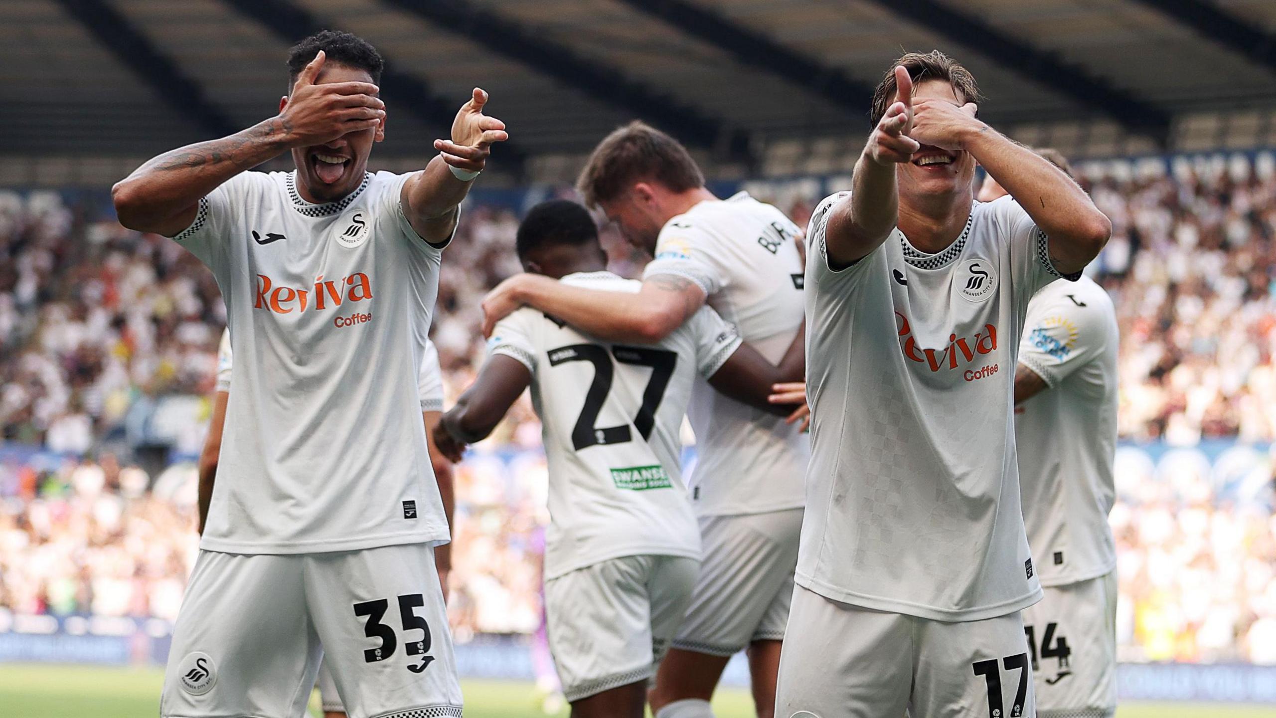 Ronald and Goncalo Franco celebrate a goal