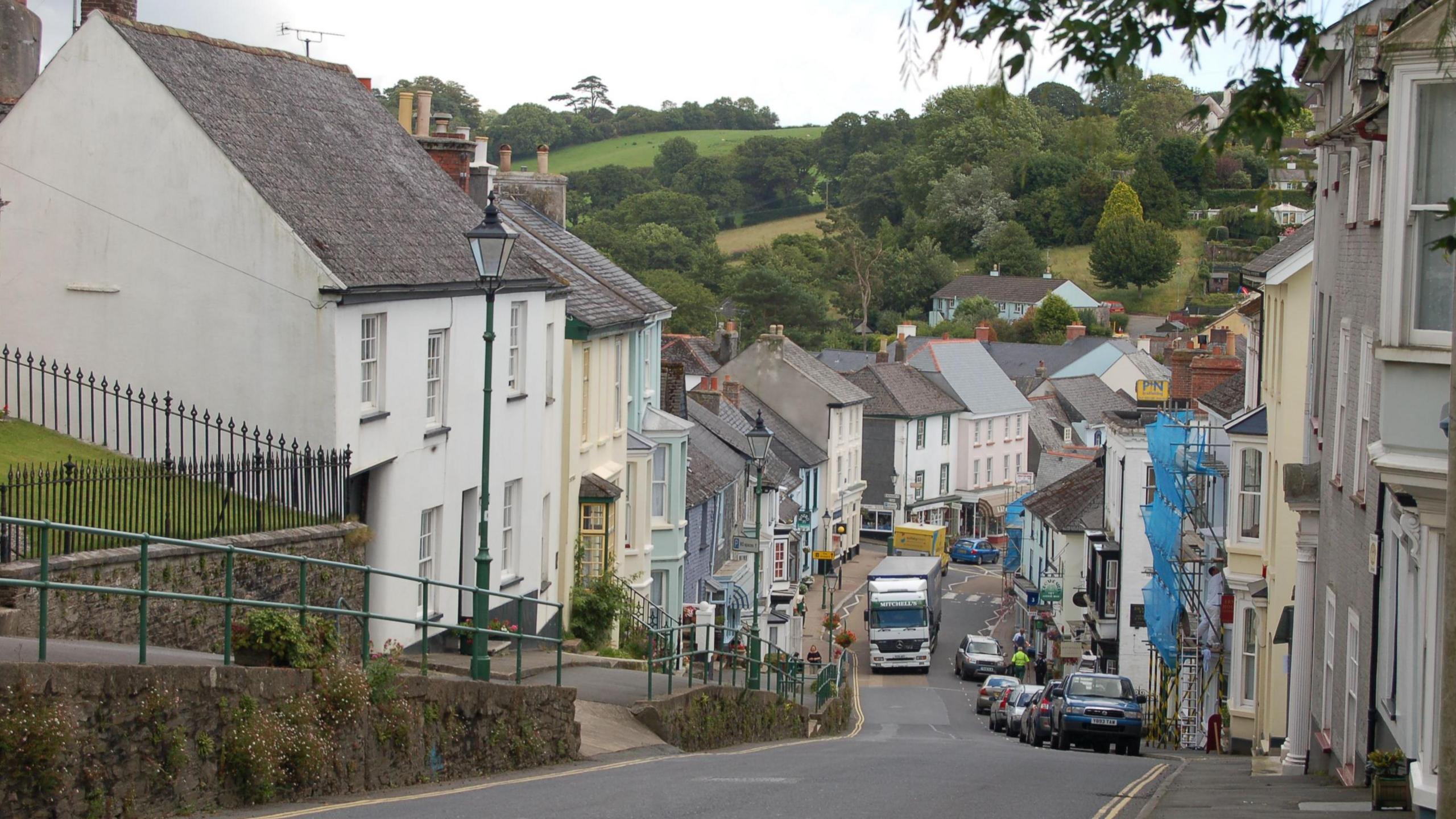 Looking down the main street in Modbury in the South Hams