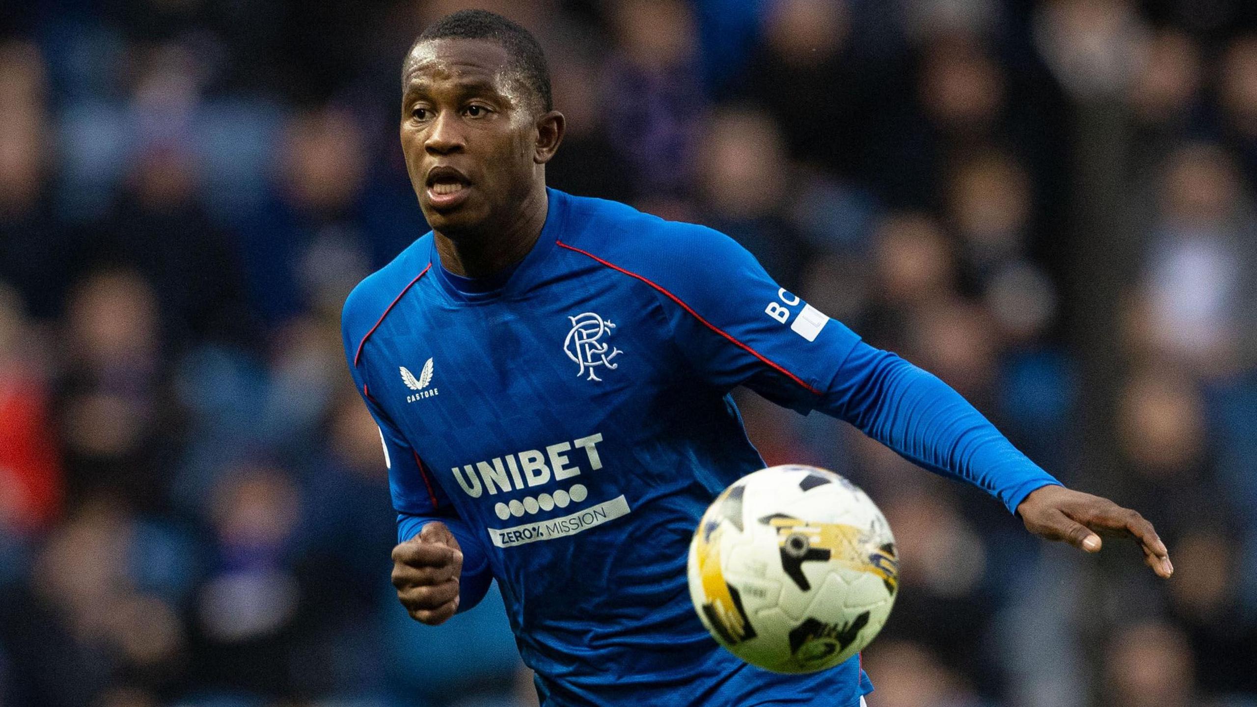 Rangers' Neraysho Kasanwirjo in action during a William Hill Premiership match between Rangers and St Mirren at Ibrox Stadium