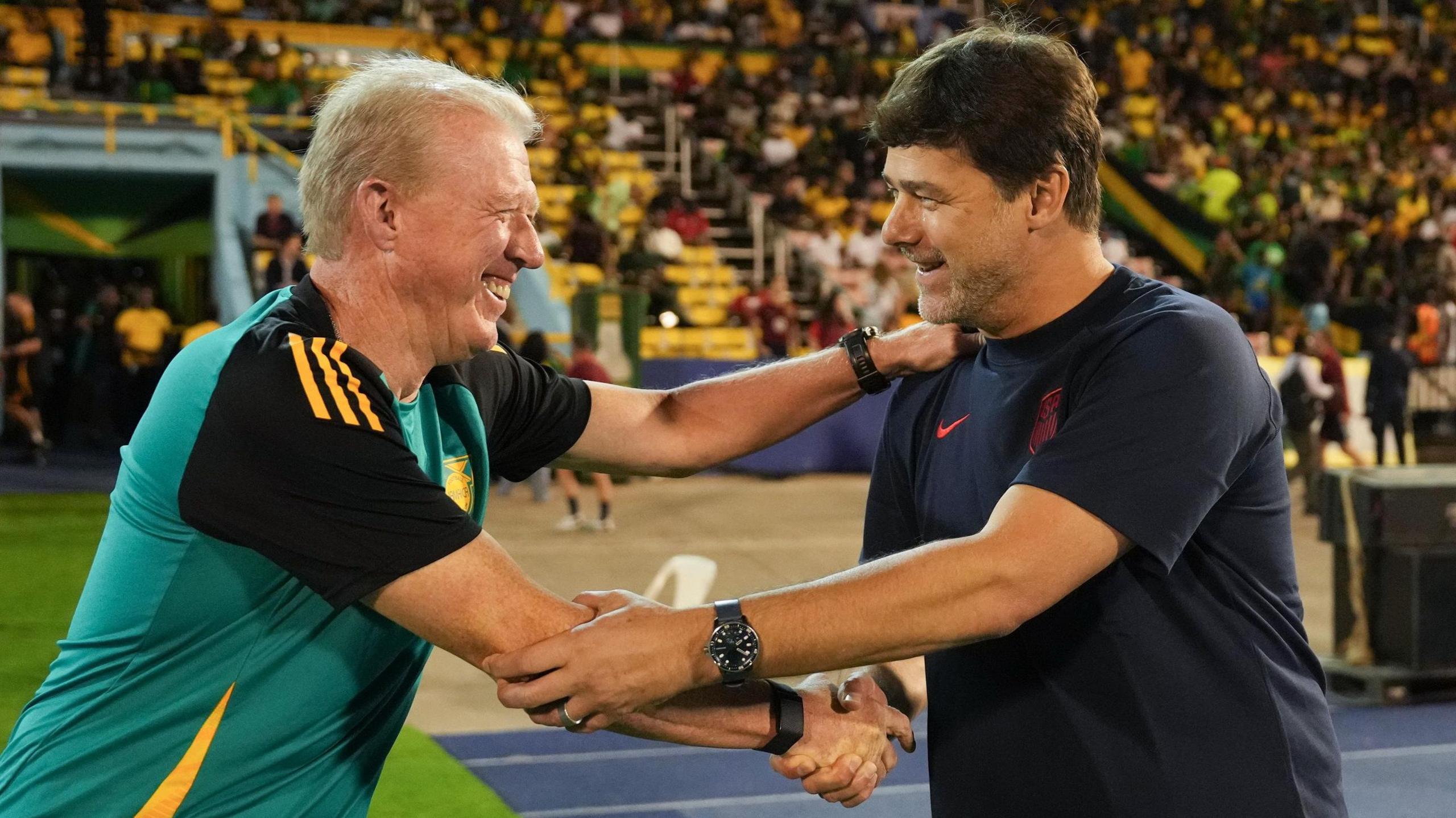 Jamaica manager Steve McClaren and USA counterpart Mauricio Pochettino