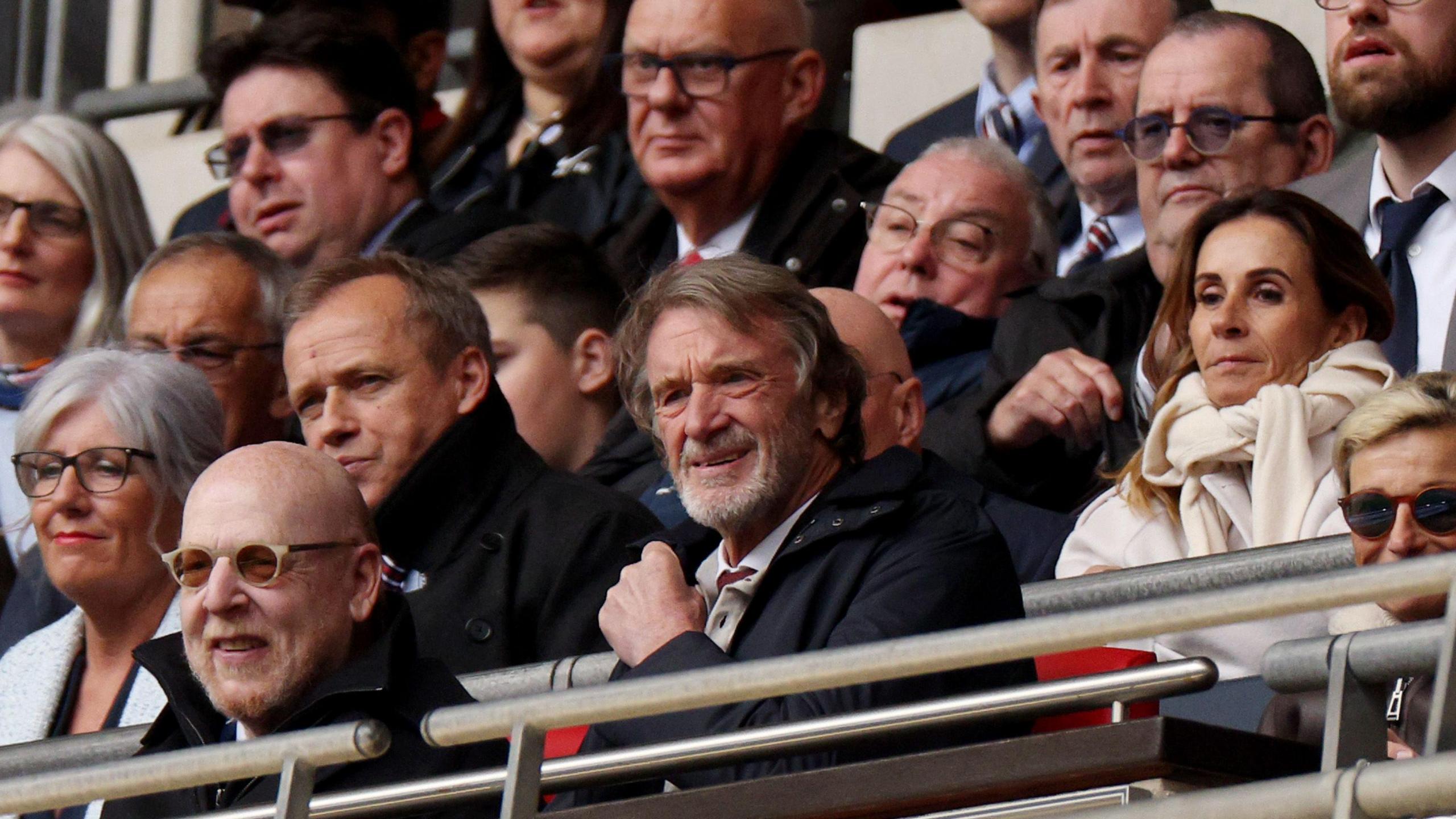 Sir Jim Ratcliffe sat next to Avram Glazer at Wembley FA Cup semi-final